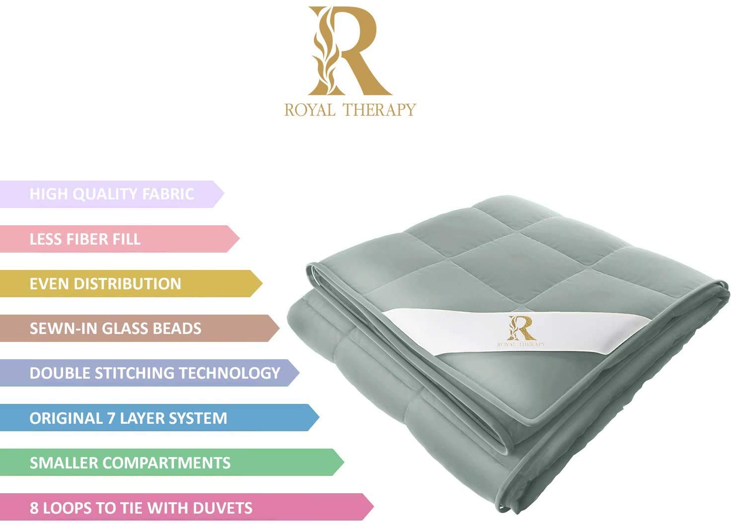 Royal Therapy Weighted Blanket 15lbs - 100% Cotton Heavy Blanket with Premium Glass Beads for Adults (48