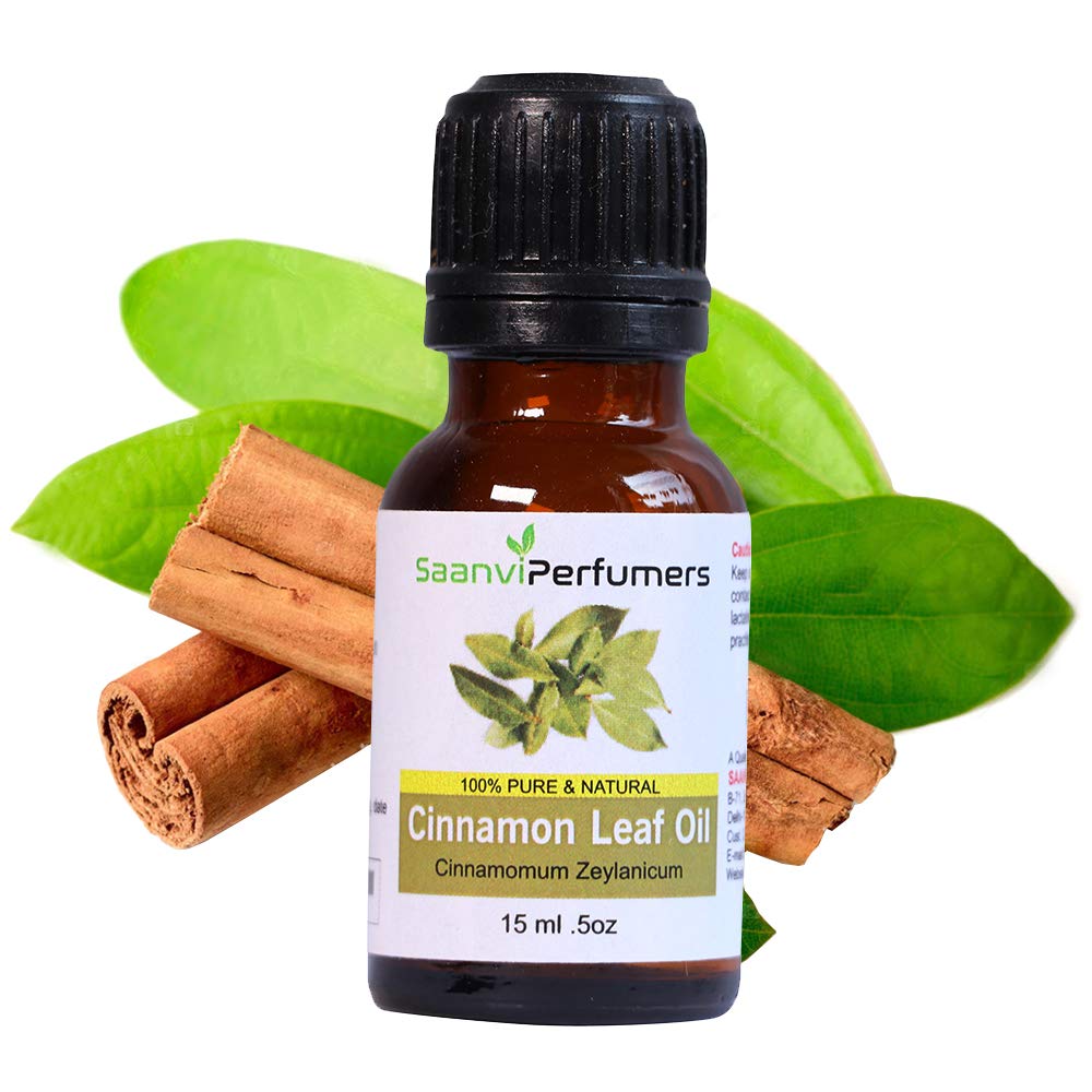 **Saanvi Perfumers 100% Pure Natural Cinnamon Leaf (Dalchini) Essential Oil - 15ml for Hair Growth, Skin Care, Face & Acne Treatment | Aromatherapy, Massage & DIY Beauty**