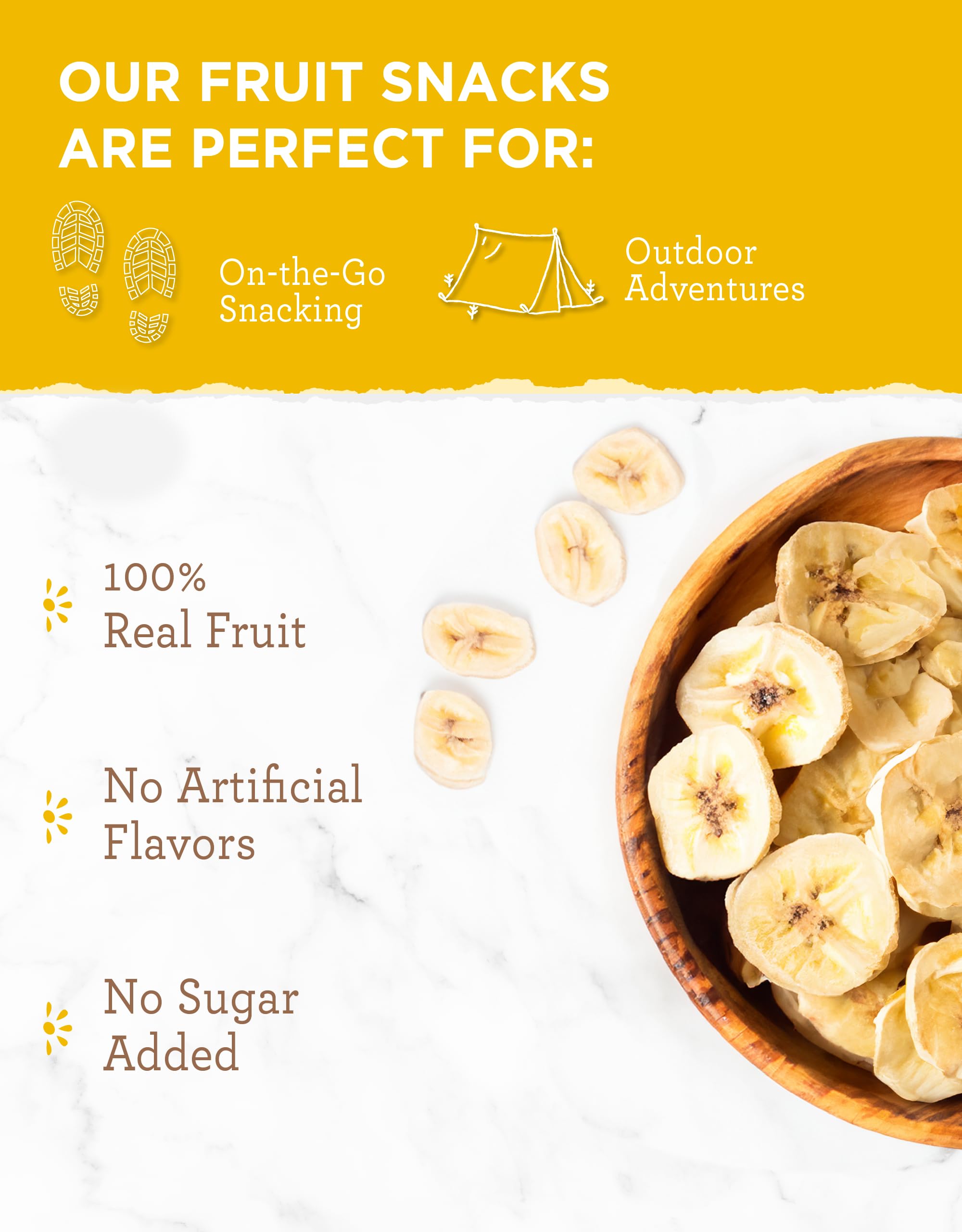 ReadyWise Freeze-Dried Bananas - 24 Servings (Pack of 6) | Gluten Free, Vegetarian Healthy Snacks | Perfect for Pre-Workout, Camping, Backpacking & Emergency Food Storage
