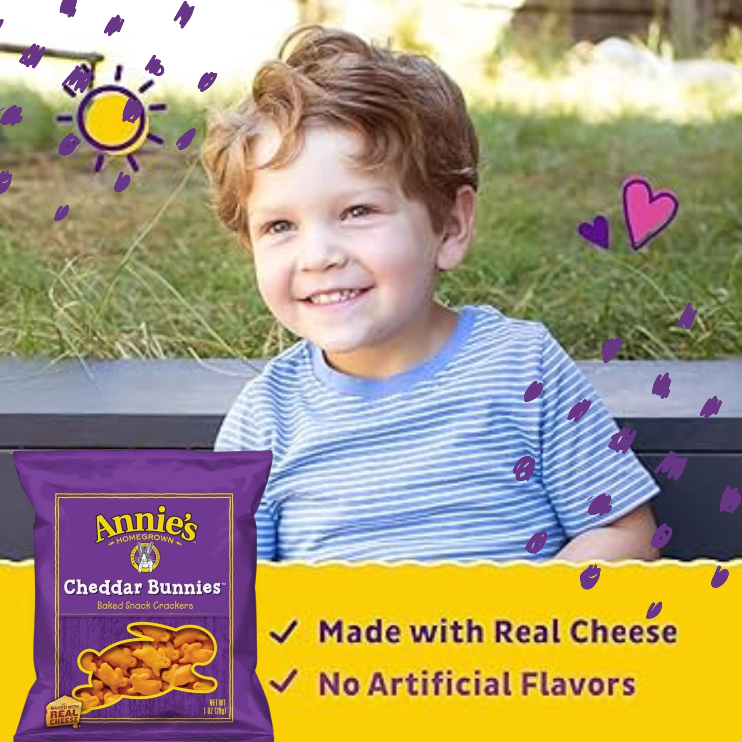 Organic Annie's Cheddar Bunny Crackers Variety Pack - 36 Count | USDA Certified Organic, Baked Snacks | No Artificial Colors or Preservatives | Perfect for Kids Lunchboxes, Birthday Parties & Healthy Snacking