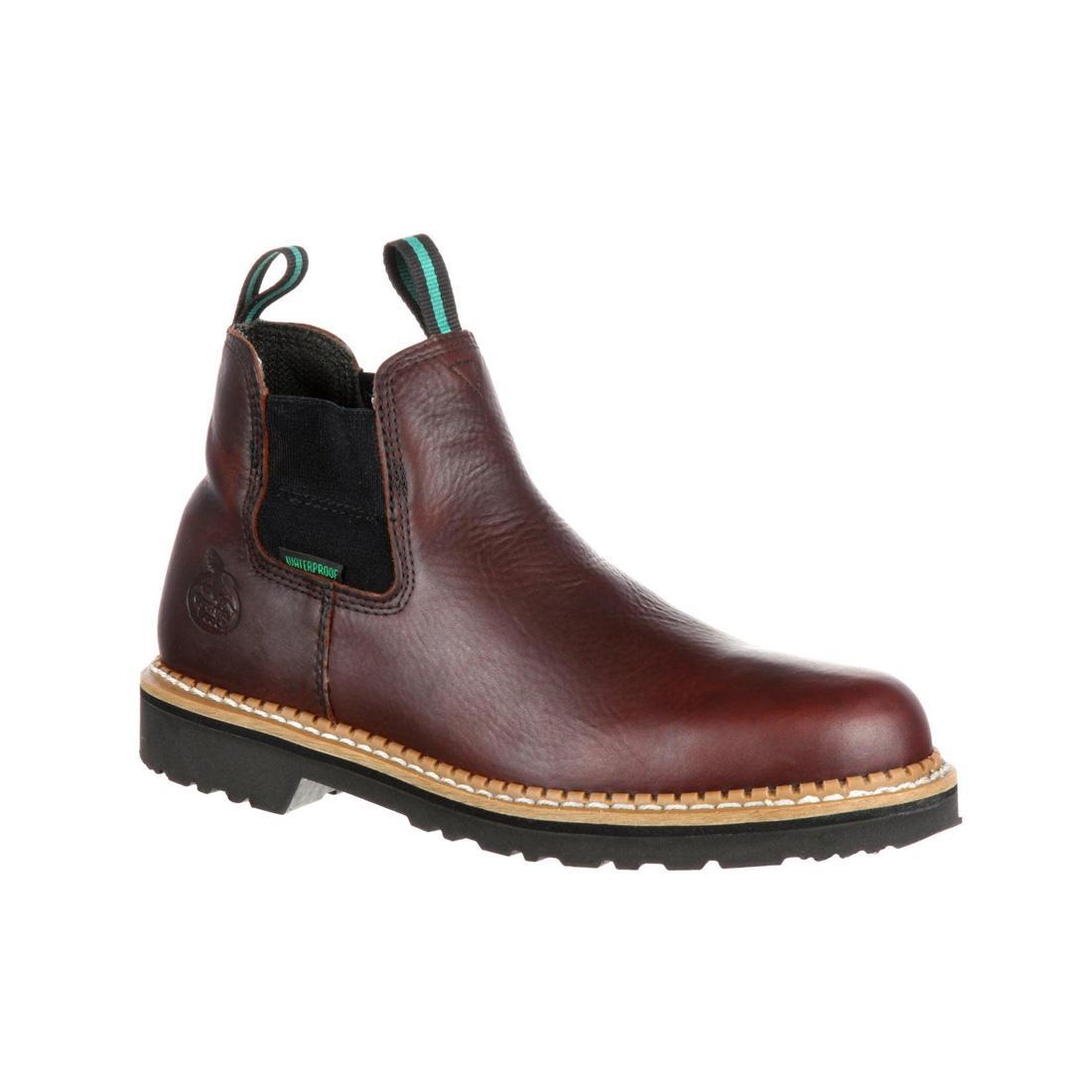 Georgia Giant Waterproof High Romeo Boots for Men - Brown Leather Work Boots - Ideal for Construction, Hiking & Outdoor Activities