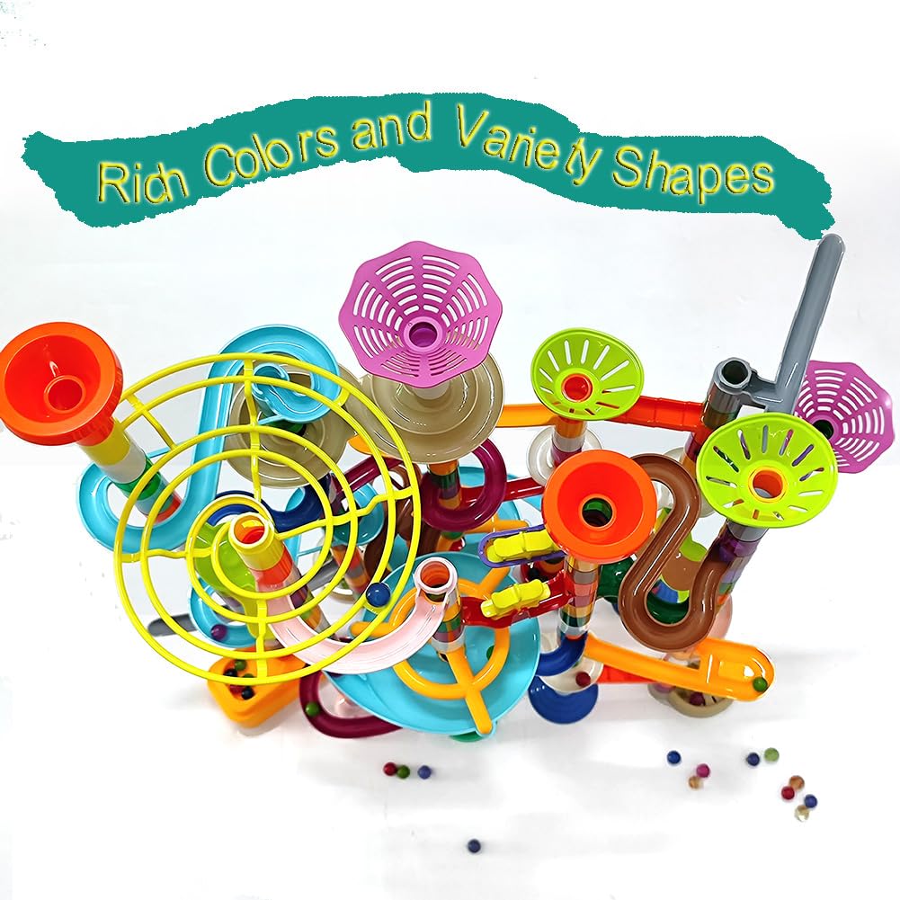 200Pcs Marble Run Maze Game Construction Building Toy Set - 30 Glow in Dark Plastic Marbles, STEAM Educational Race Track for Kids | Perfect for Birthday Gifts, Classroom STEM Activities & Family Game Nights
