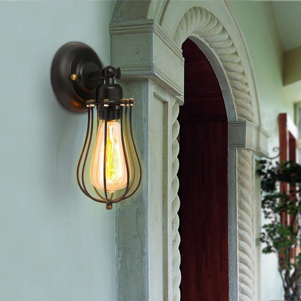 3 Pcs Adjustable Wall Ceiling Light - Industrial Iron Wrought Wall Lamp Fixture with Simple Lampshade for Living Room, Bedroom, and Office Lighting Decor