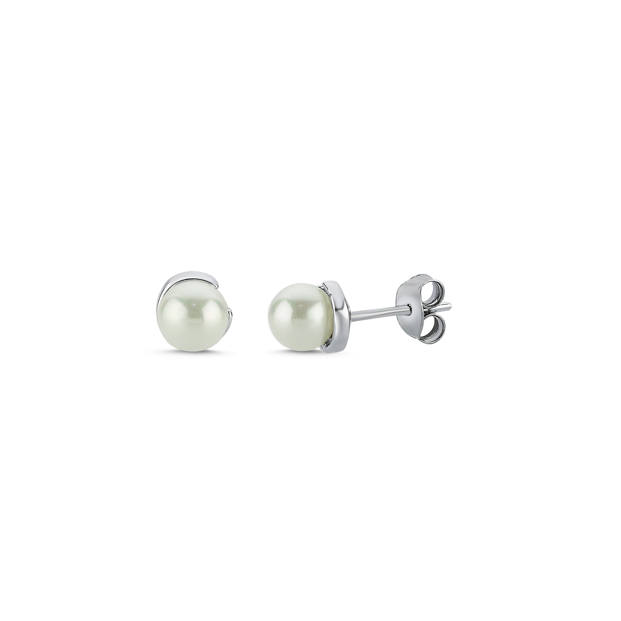 Pearl Stud Earrings for Women - Classic White Freshwater Pearl Earrings with Sterling Silver Post - Perfect for Weddings, Parties & Everyday Elegance