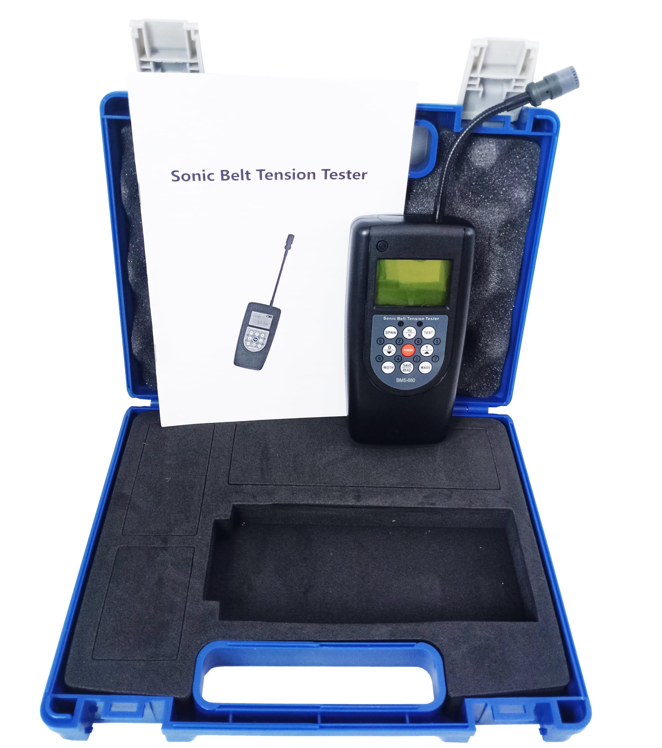 Sonic Belt Tension Tester - Digital Acoustic Belt Tension Meter Gauge for Measuring Transmission Belt Vibration Frequency (10Hz-680Hz Range) with Adjustable Probe & 20 Data Storage - Ideal for Industrial Maintenance, Automotive Repair, and Conveyor Belt Systems