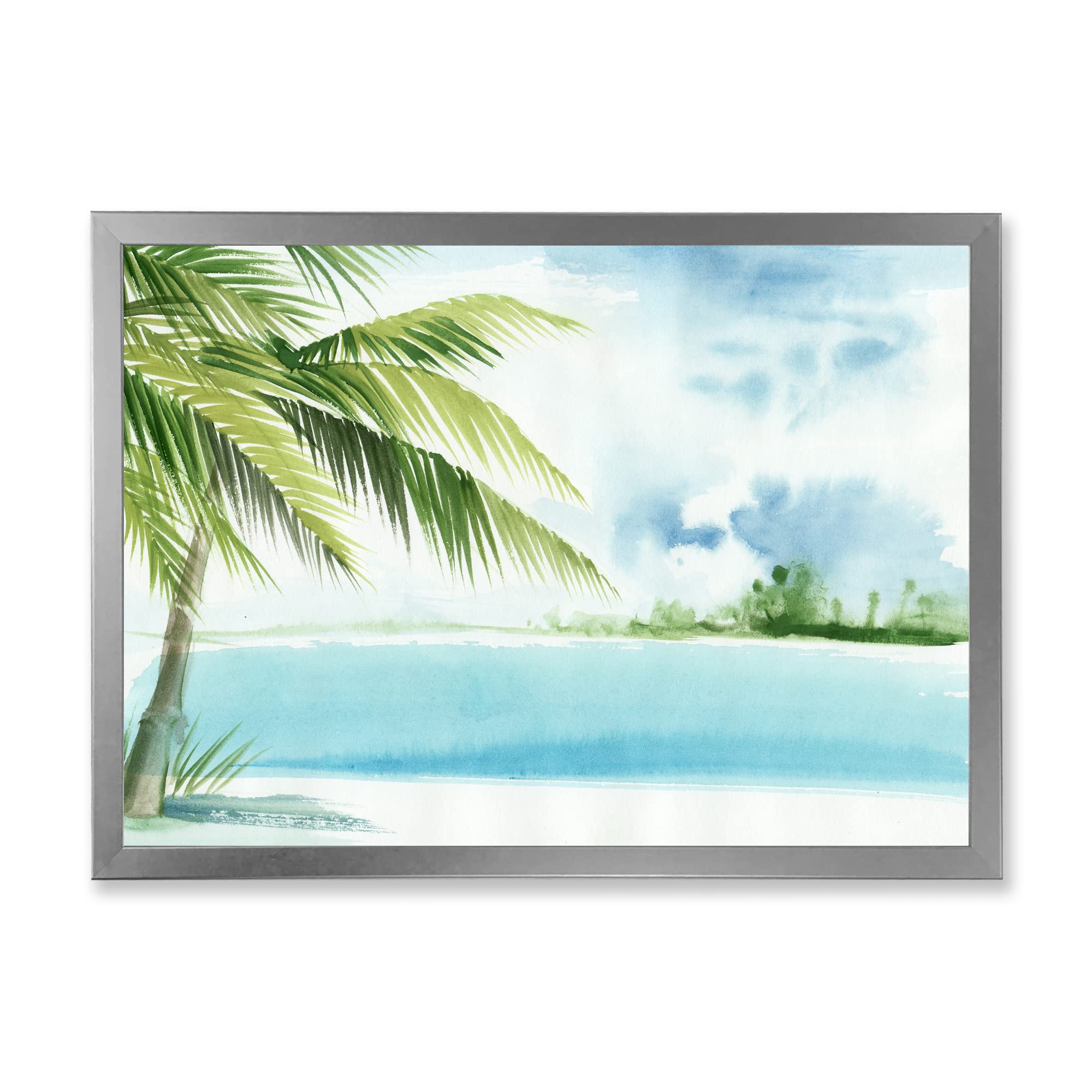 Palm Beach Resort At Dawn Framed Wall Art - Coastal & Nautical Decor for Living Room, Bedroom, or Beach House