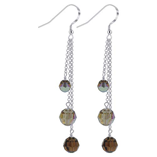 925 Sterling Silver Dangle Earrings with Austrian Crystals for Women - Party & Wedding Jewelry