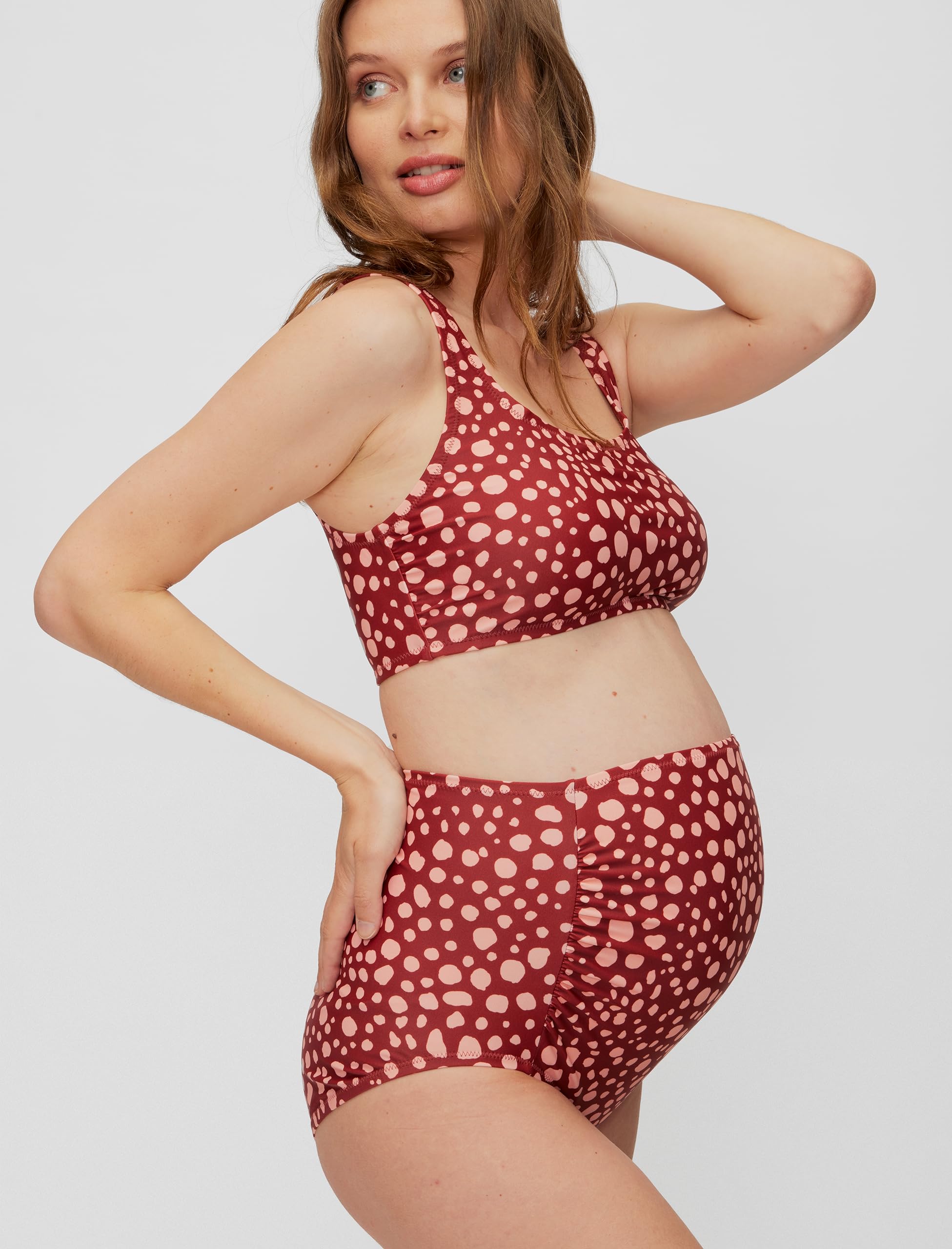 Motherhood Maternity Women's 2-Piece Bump-Friendly Swimsuit Set with UPF 50+ Protection - Comfortable Maternity Swimwear for Beach, Pool & Pregnancy Photos