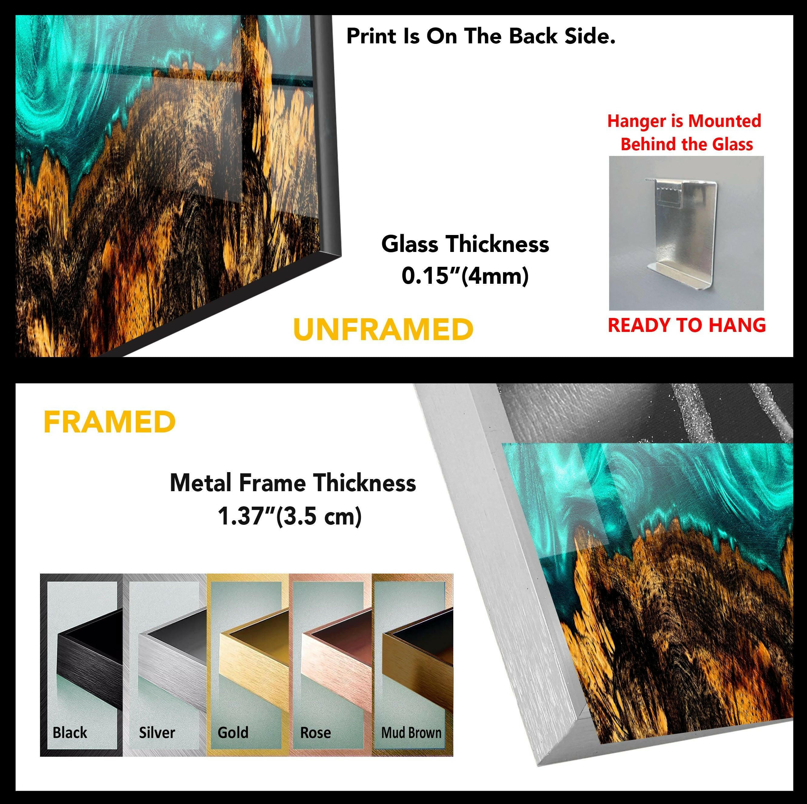 Blue Epoxy Resin Abstract Glass Wall Art - Handmade Modern Home Decor for Living Room, Bedroom & Office