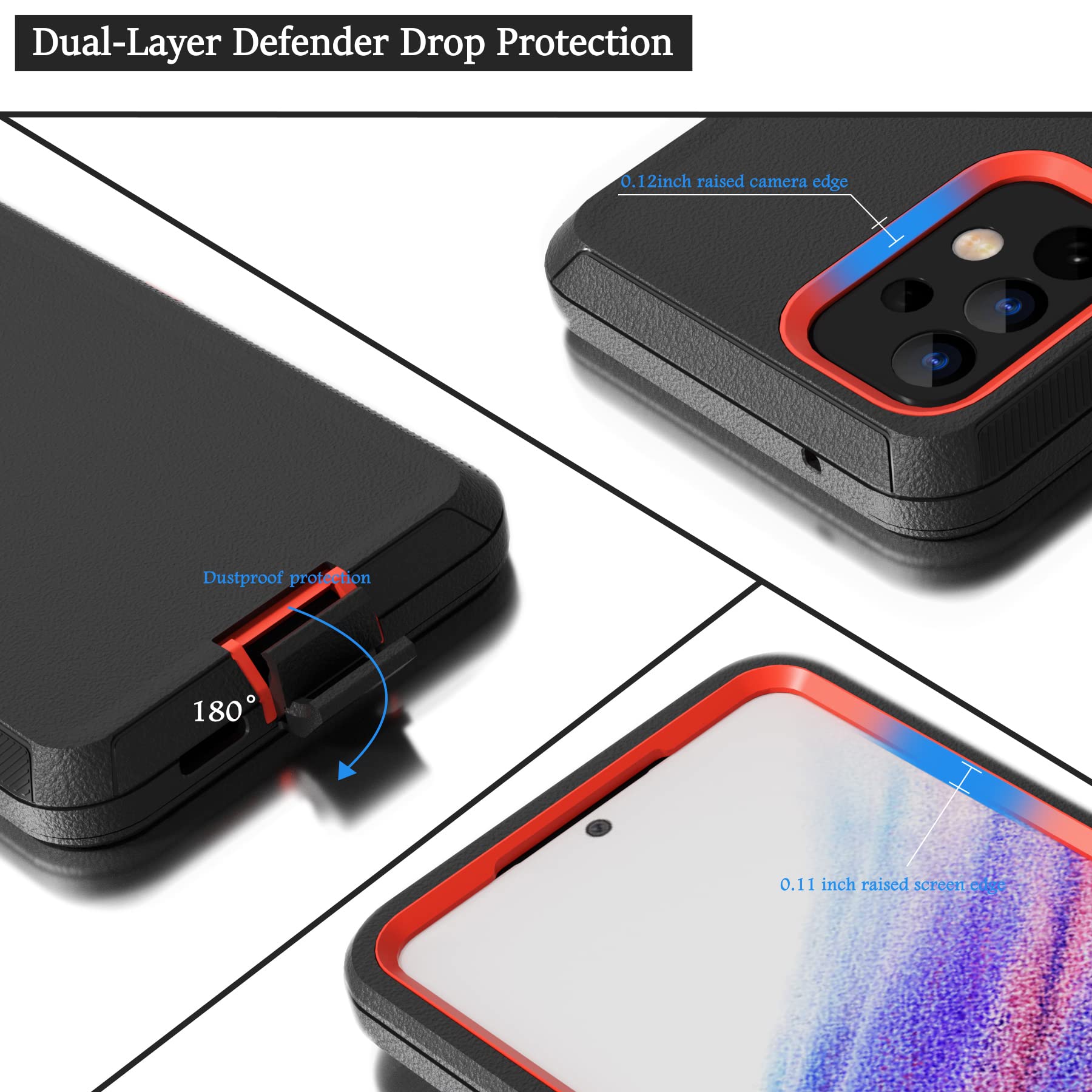 **Shockproof Heavy Duty Rugged Case for Samsung Galaxy A53 5G with Belt Clip Holster & Kickstand - Full Body Protection (Orange) - Perfect for Outdoor, Work & Active Lifestyle**