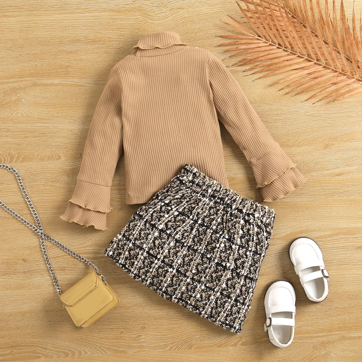 Newborn Baby Girl Outfits - Long Sleeve Solid Sweater Top & Button Mini Skirt 2-Piece Set | Soft Cotton Winter Clothes for Newborns | Perfect for Family Photos, Holidays & Special Occasions