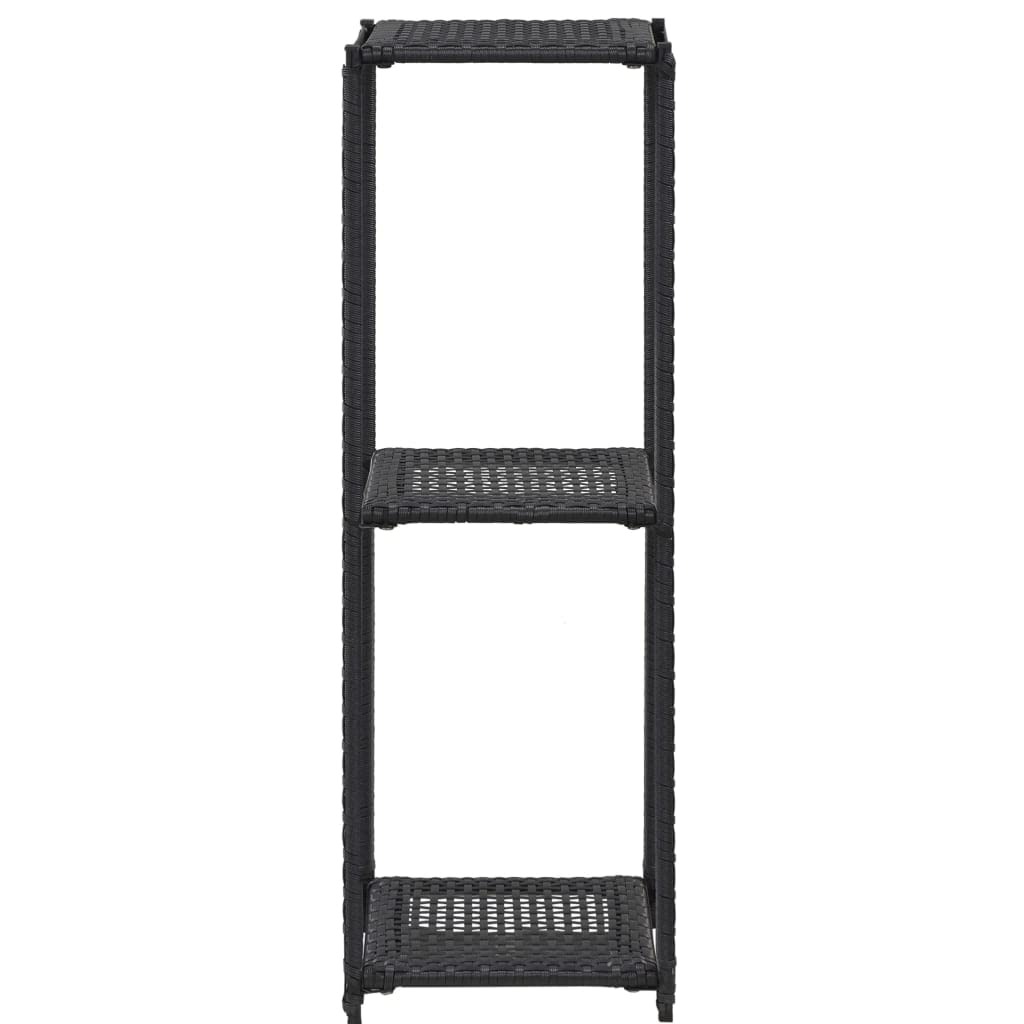 Modern Black Poly Rattan Bookcase Shelf - 11.8