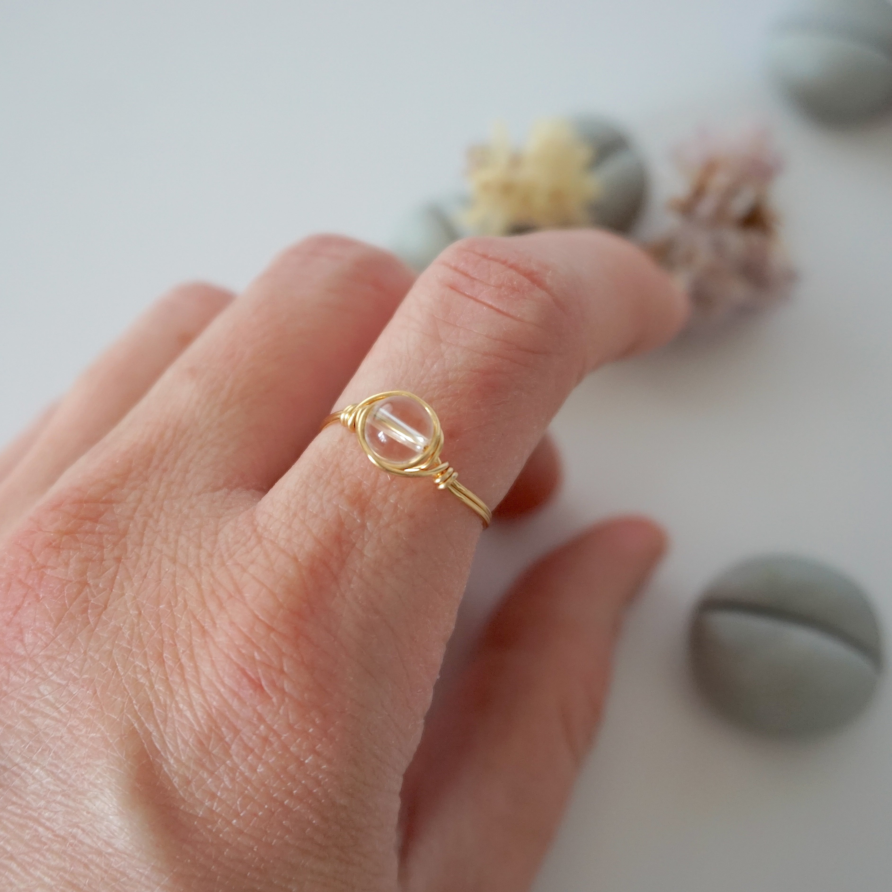 Simple Birthstone Ring - Clear Quartz (Rock Crystal) for Women | Elegant & Minimalist Jewelry | Perfect for Gifts, Anniversaries & Everyday Wear