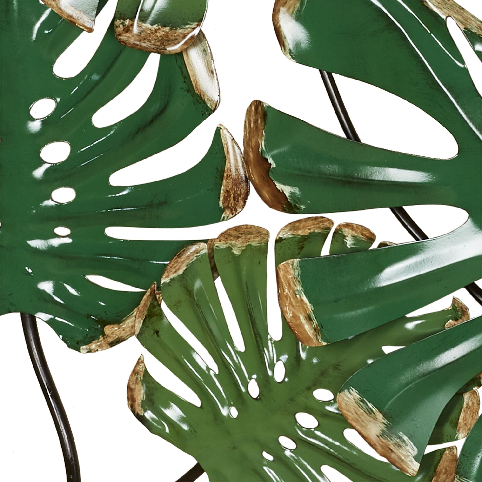 Touch of Class Tropic Monstera Leaves Arched Wall Art - Metal Wall Decor in Black, Bronze & Green - Tropical Home Decor for Bedroom, Bathroom, Dining Room, Living Room & Office - Openwork 3D Design - Perfect for Boho, Coastal & Modern Interior Styles