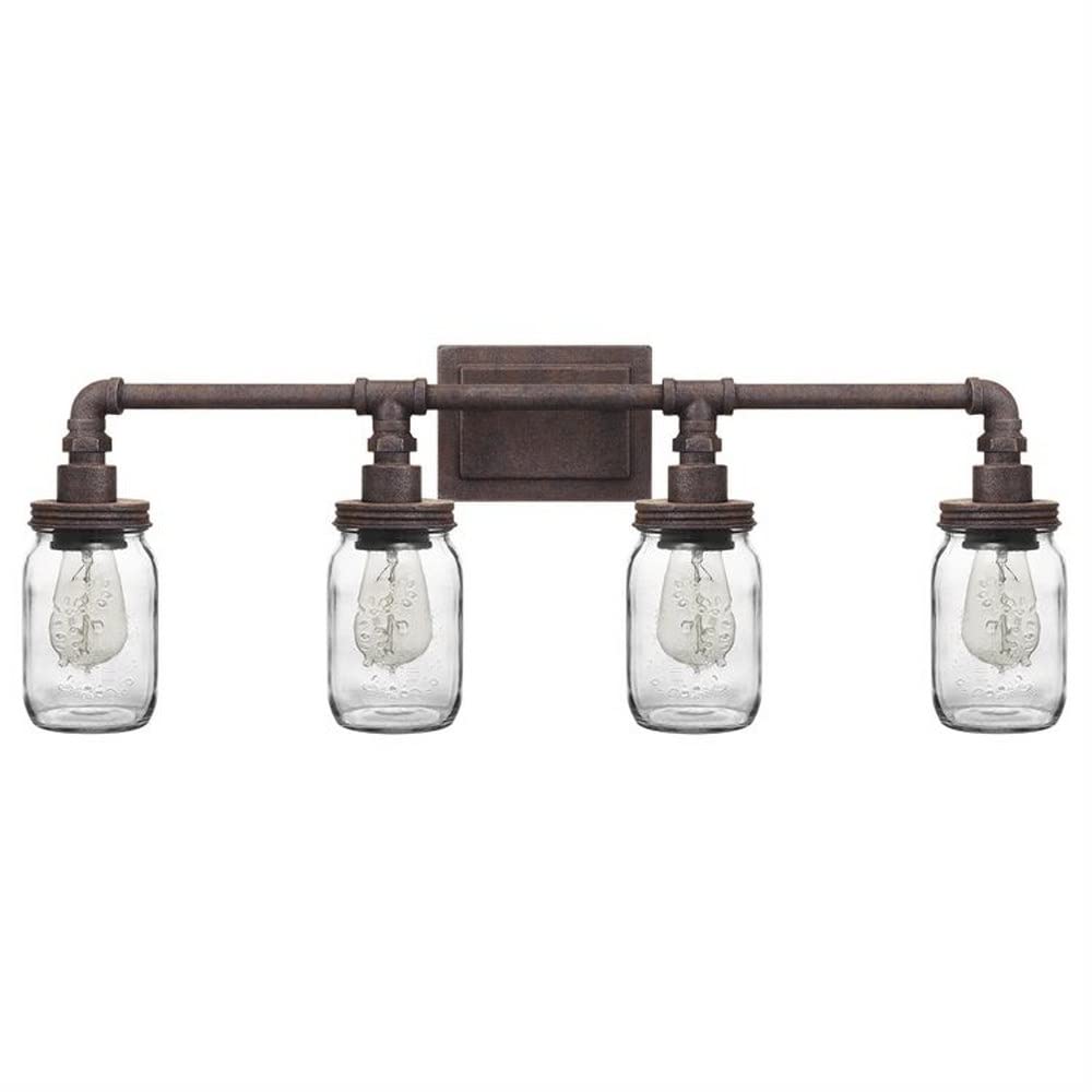 4-Light Transitional Vanity Light Fixture - Rustic Black Finish Bathroom Lighting for Mirror - Perfect for Modern Farmhouse & Traditional Bathroom Decor
