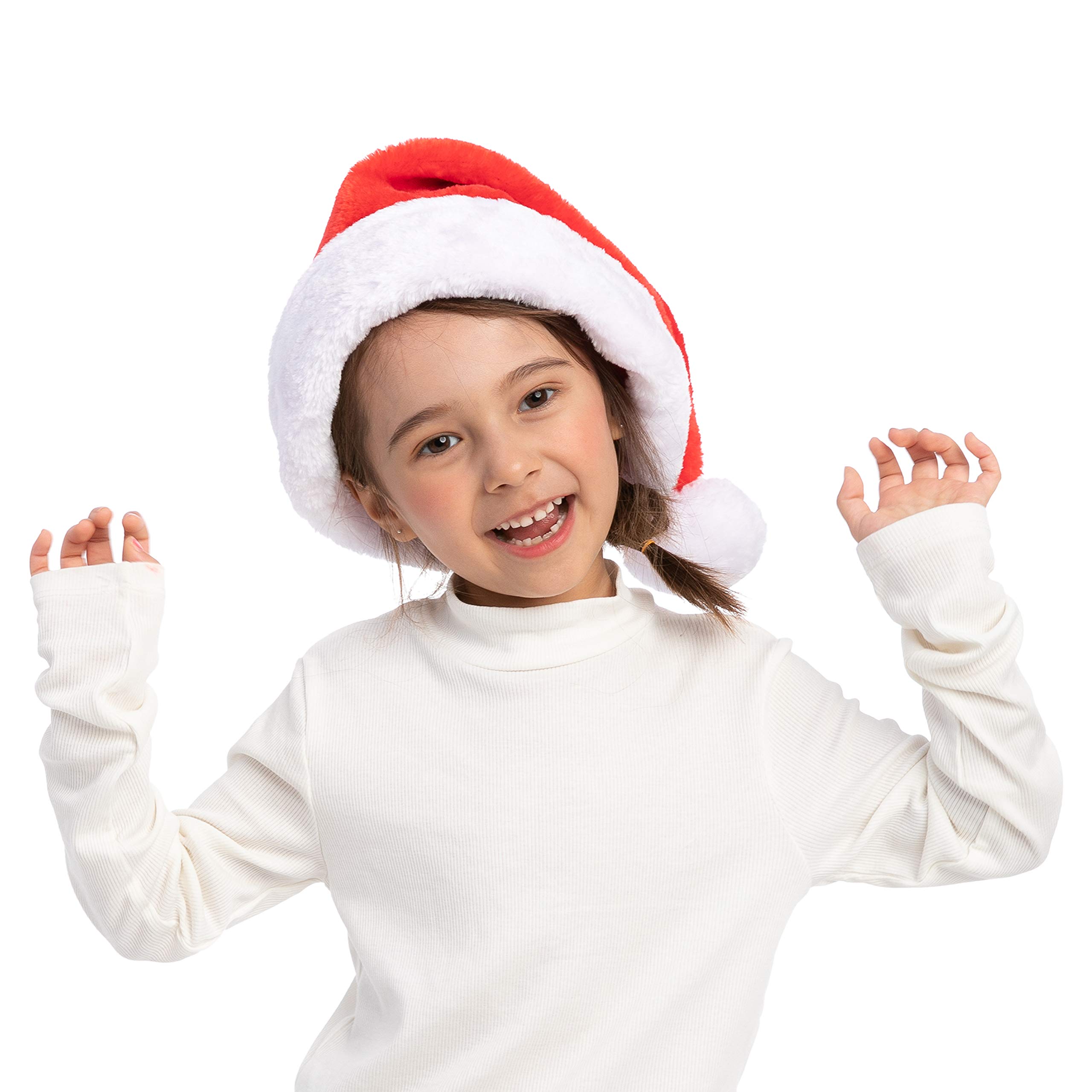 8 Pcs Premium Santa Hats - Red Velvet Christmas Hats with Plush Trim & Grey Brim | Bulk Holiday Party Favors for Kids & Adults (One Size Fits All) | Perfect for Christmas Parties, Family Gatherings & Festive Photo Shoots