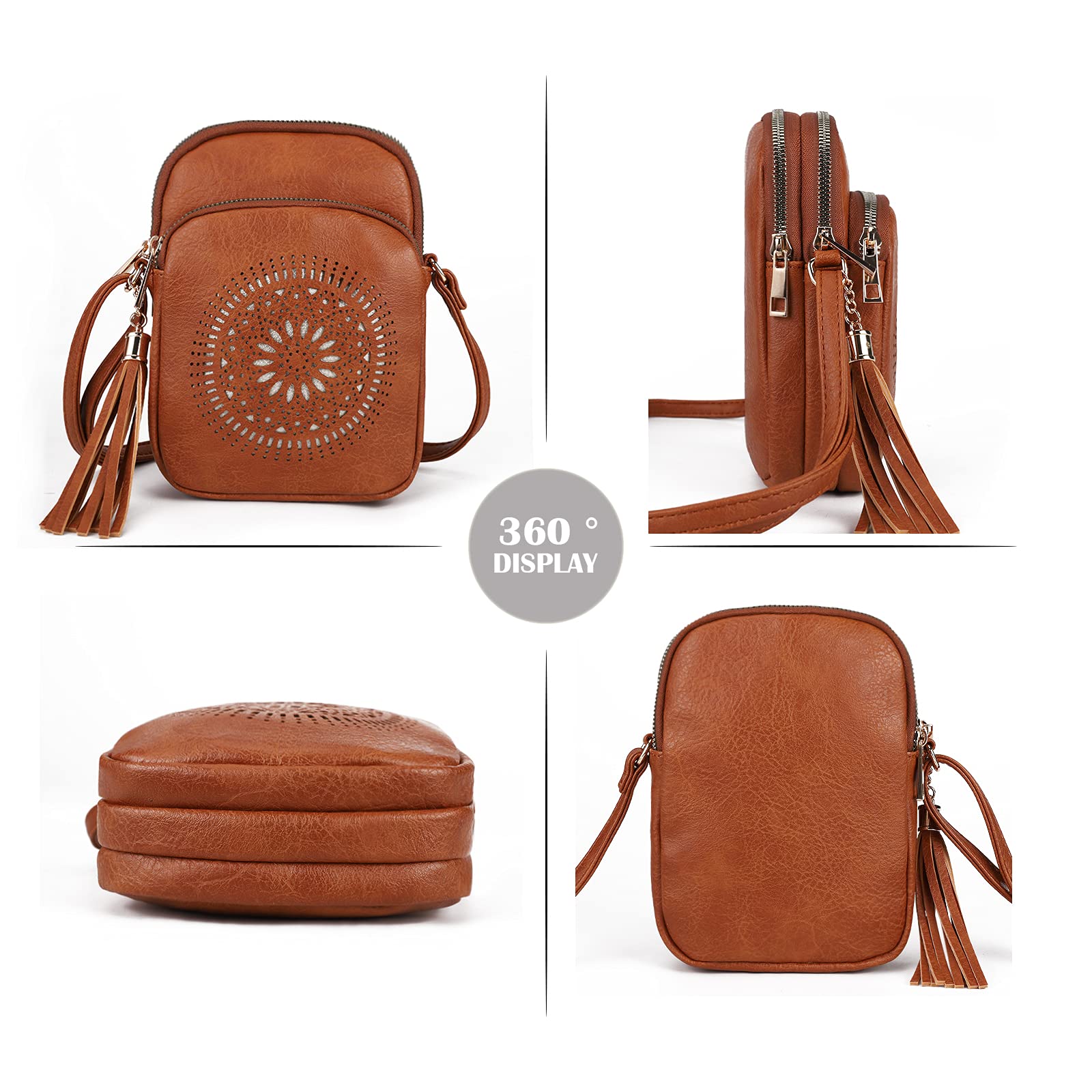 GLITZALL Women's Crossbody Bag with Multiple Pockets - Stylish Hollow Out Tassel Satchel Purse for Phone & Essentials | Perfect for Daily Use, Shopping & Travel