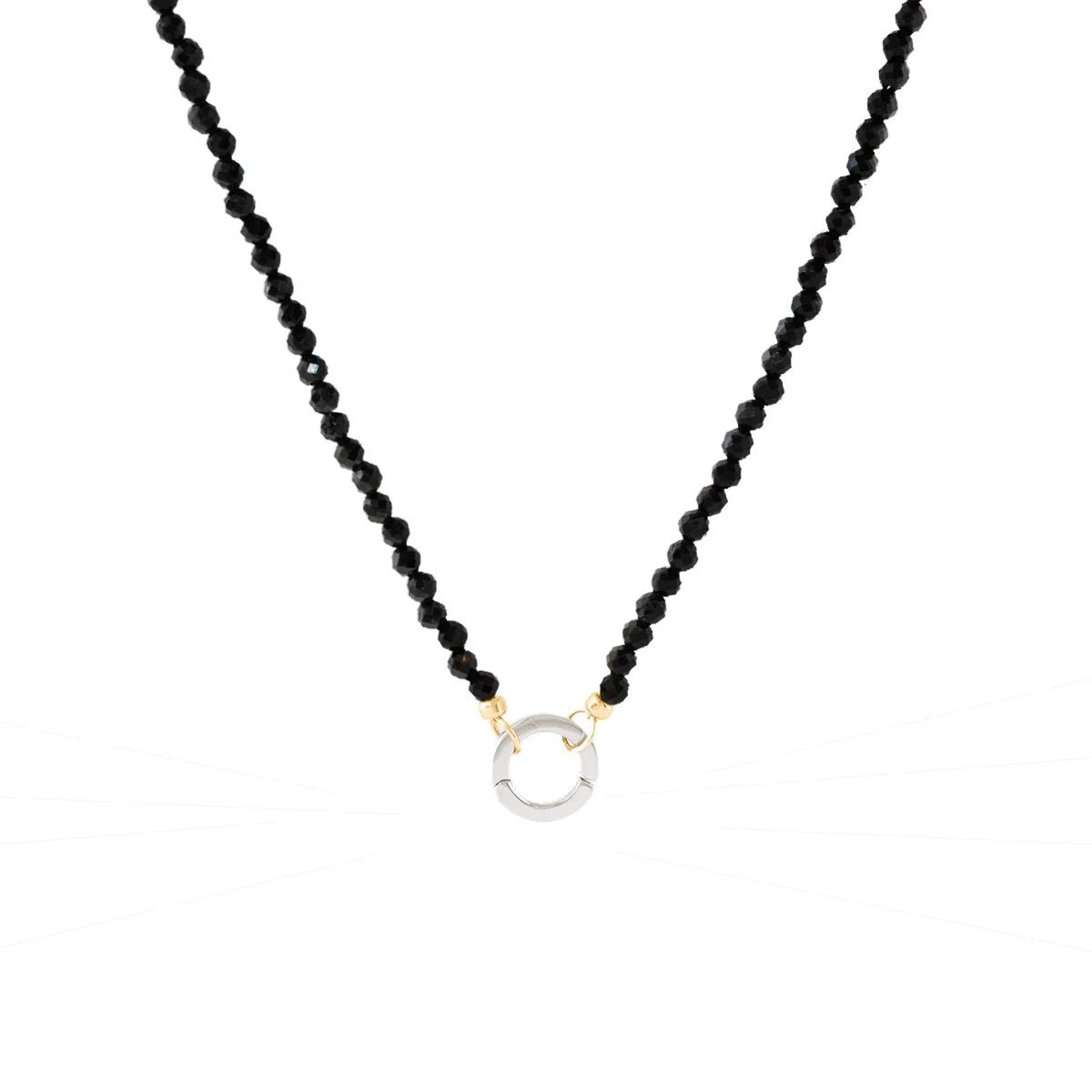 ICONIC BEADED OPEN-END NECKLACE - Black Onyx & Gold Plated Connector - Adjustable Layering Jewelry for Women - Perfect for Everyday Wear, Office & Special Occasions