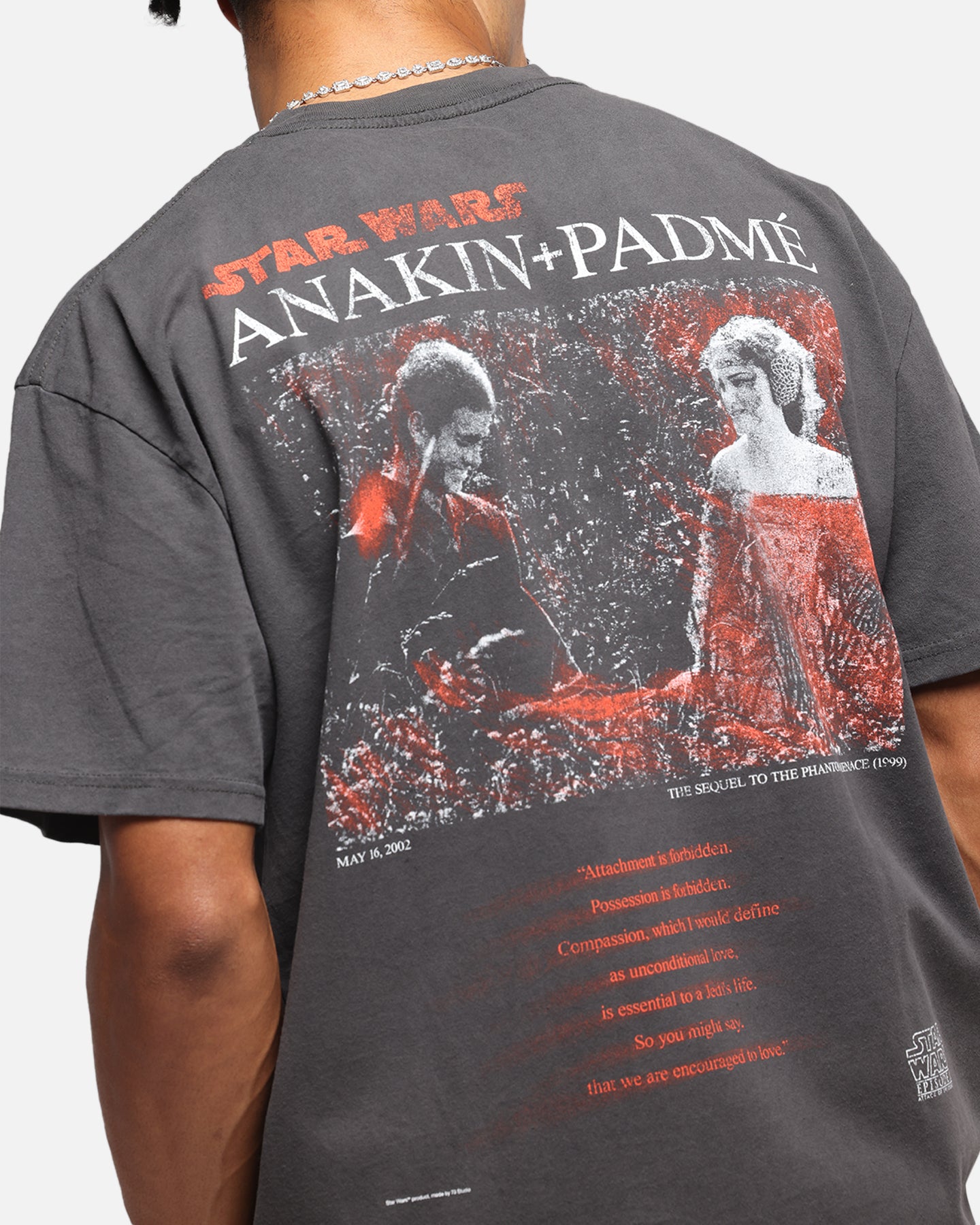 Star Wars Vintage T-Shirt - Anakin & Padme Black Wash - 73 Studio - Perfect for Cosplay, Movie Nights & Star Wars Fans