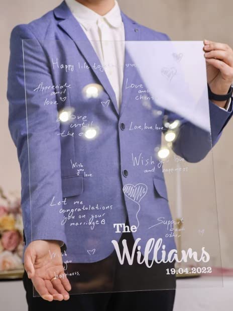 Acrylic Wedding Guest Book - Rustic Wedding Decor & Unique Handmade Gift for Couples - Perfect for Wedding Receptions, Anniversaries & Bridal Showers