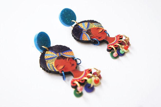 Laliblue African Girl Earrings - Handmade Beaded Dangle Earrings for Women - Perfect for Parties, Weddings & Cultural Events