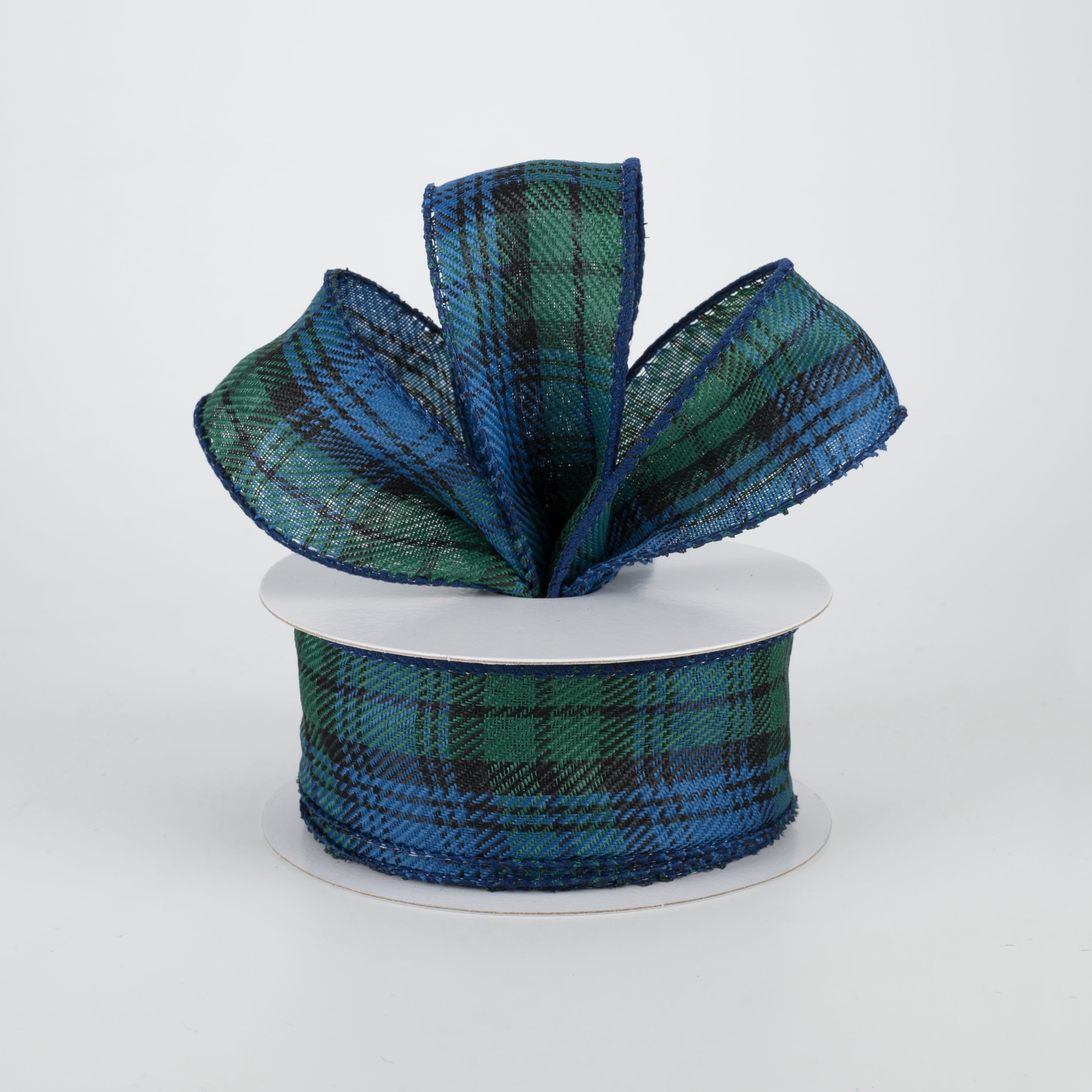 1.5 Inch Plaid Ribbon - Navy Blue & Hunter Green (10 Yards) - Perfect for Gift Wrapping, DIY Crafts, and Holiday Decorations