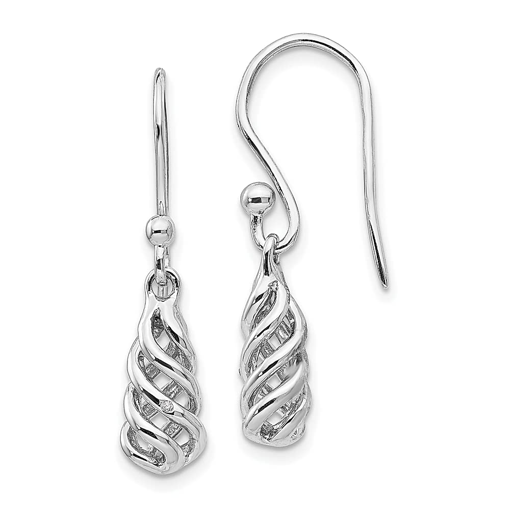 925 Sterling Silver Diamond Spiral Drop Dangle Chandelier Earrings for Women | Elegant Shepherd Hook Fine Jewelry | Perfect Gift for Her | Ideal for Weddings, Parties & Special Occasions