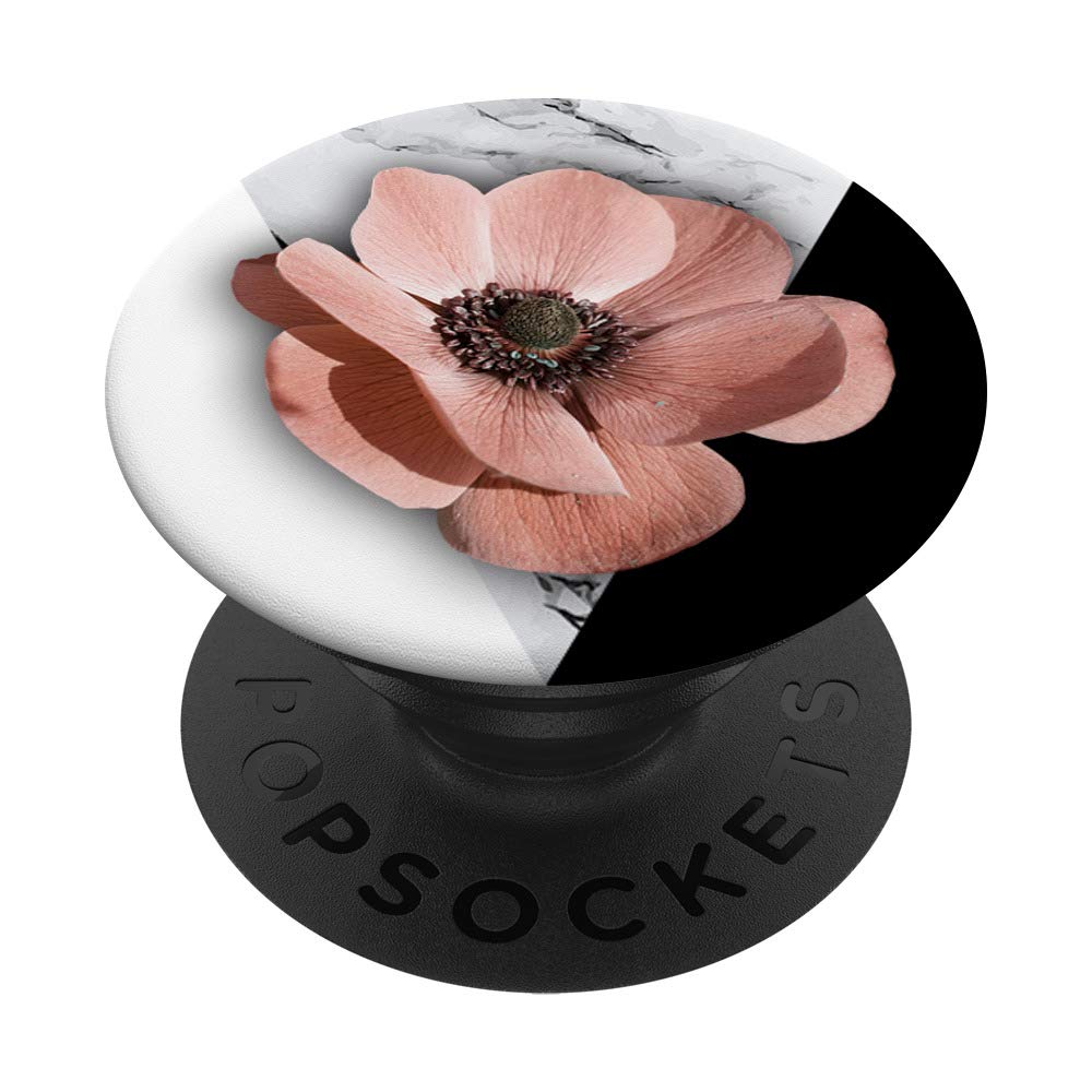 Pink Flower Grip Floral Design Black White Marbled Handle for Home Decor, Gift Wrapping, and Craft Projects