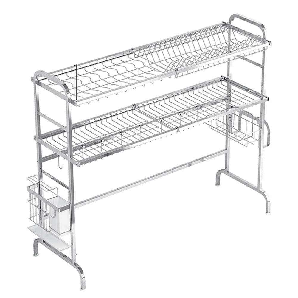 Stainless Steel 2-Tier Sink Drain Rack - Kitchen Organizer & Dish Drying Rack for Countertop Storage - Perfect for Small Spaces, Apartments, and RV Kitchens
