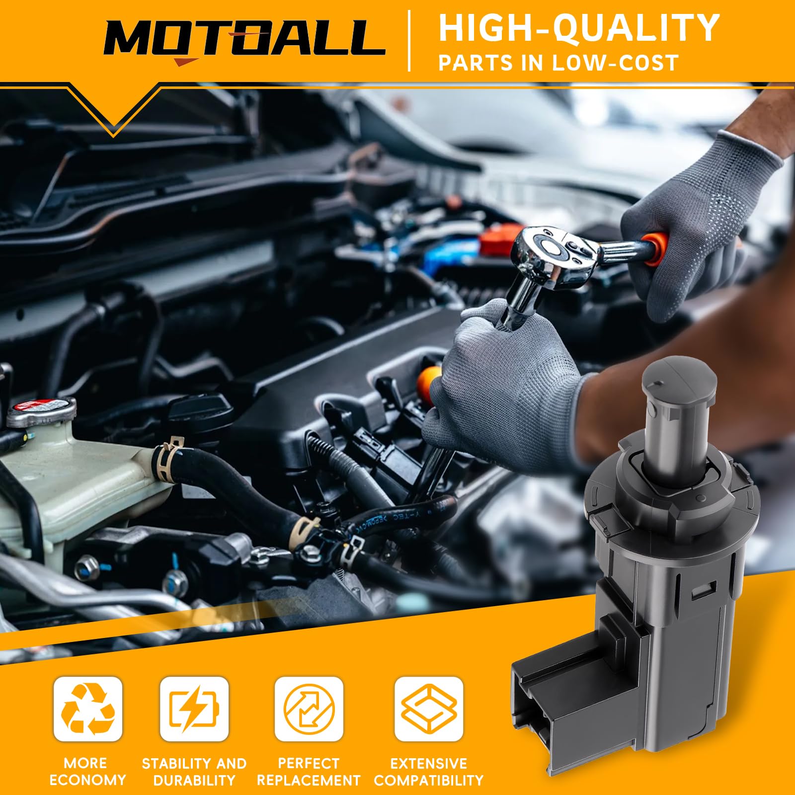 MOTOALL Brake Light Switch 68078700AE - Compatible with Ram 1500 2500 3500 4500 5500, Jeep Grand Cherokee, Dodge Durango - Stop Lamp Switch Sensor & Brake Pedal Position Sensor - Perfect for Safe Driving & Vehicle Maintenance