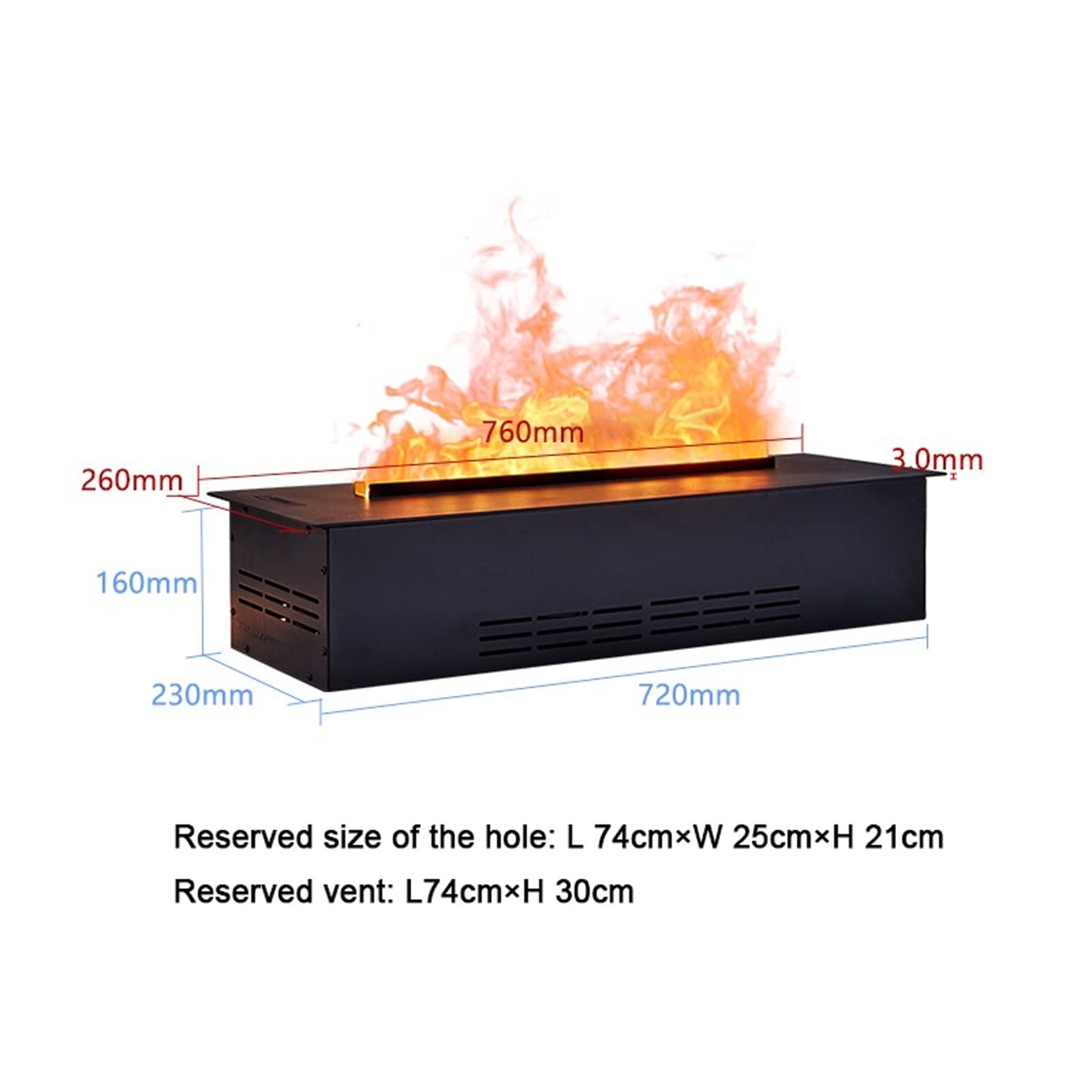 3D Water Vapor Electric Fireplace - Adjustable Flame Effect with Remote Control, Recessed Wall Mounted Fireplace Stove for Cozy Home & Office Ambience