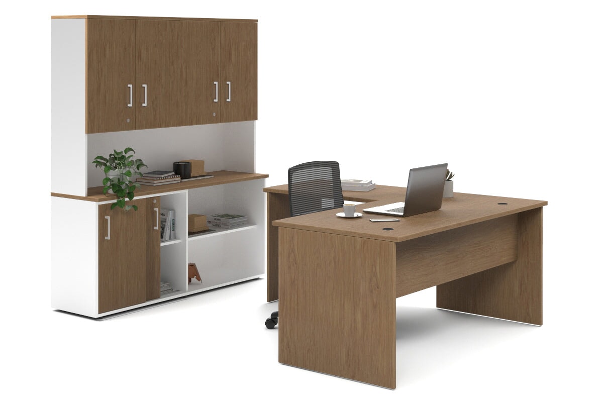 L-Shaped Executive Desk with Uniform Panel & White Carcass - 1600L x 1600W - Perfect for Home Office, Corporate Workspace & Modern Office Decor