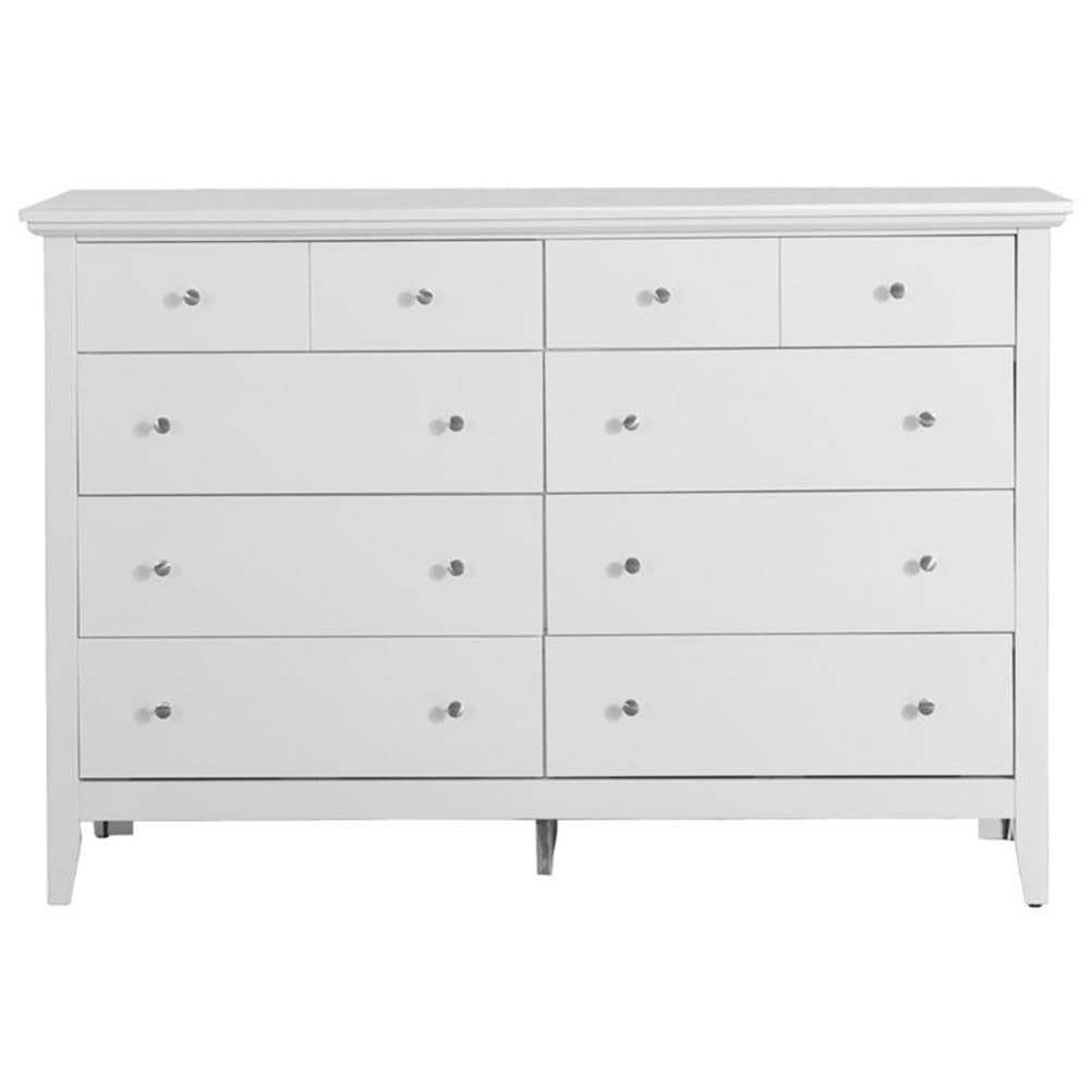 Home Square 2-Piece White Bedroom Set - 8-Drawer Dresser & 3-Drawer Nightstand - Modern Storage Solution for Master Bedroom or Guest Room
