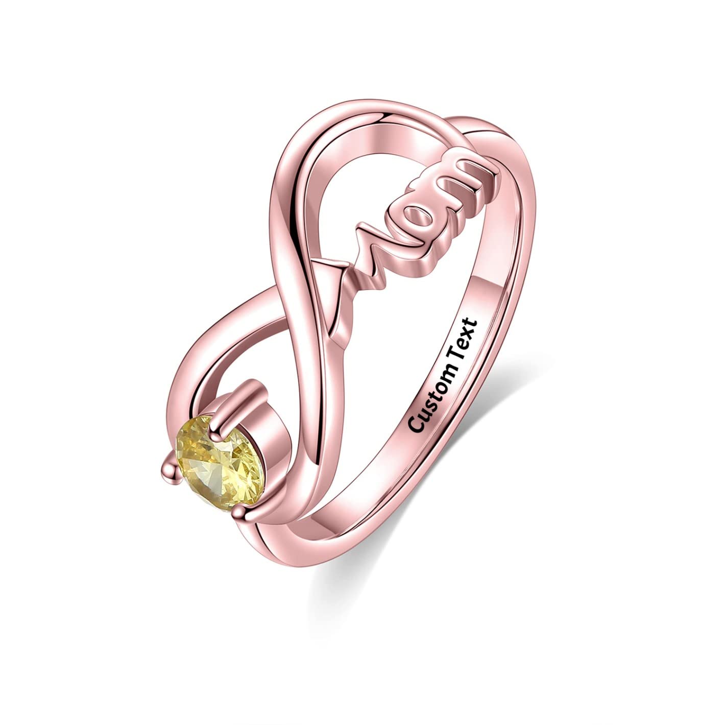 Personalized Sterling Silver Mothers Rings with Birthstones - Custom Engraved Infinity Jewelry for Mom, Daughter & Family - Perfect Mother's Day Gift, Birthday Present & Anniversary Keepsake - Ideal for Everyday Wear, Special Occasions & Heartfelt Gifting