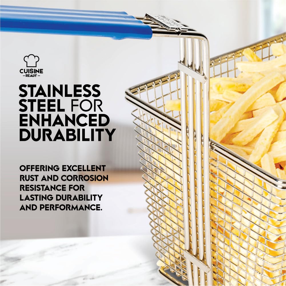 4-Pack Stainless Steel Commercial Deep Fryer Baskets with Handles - 13.25