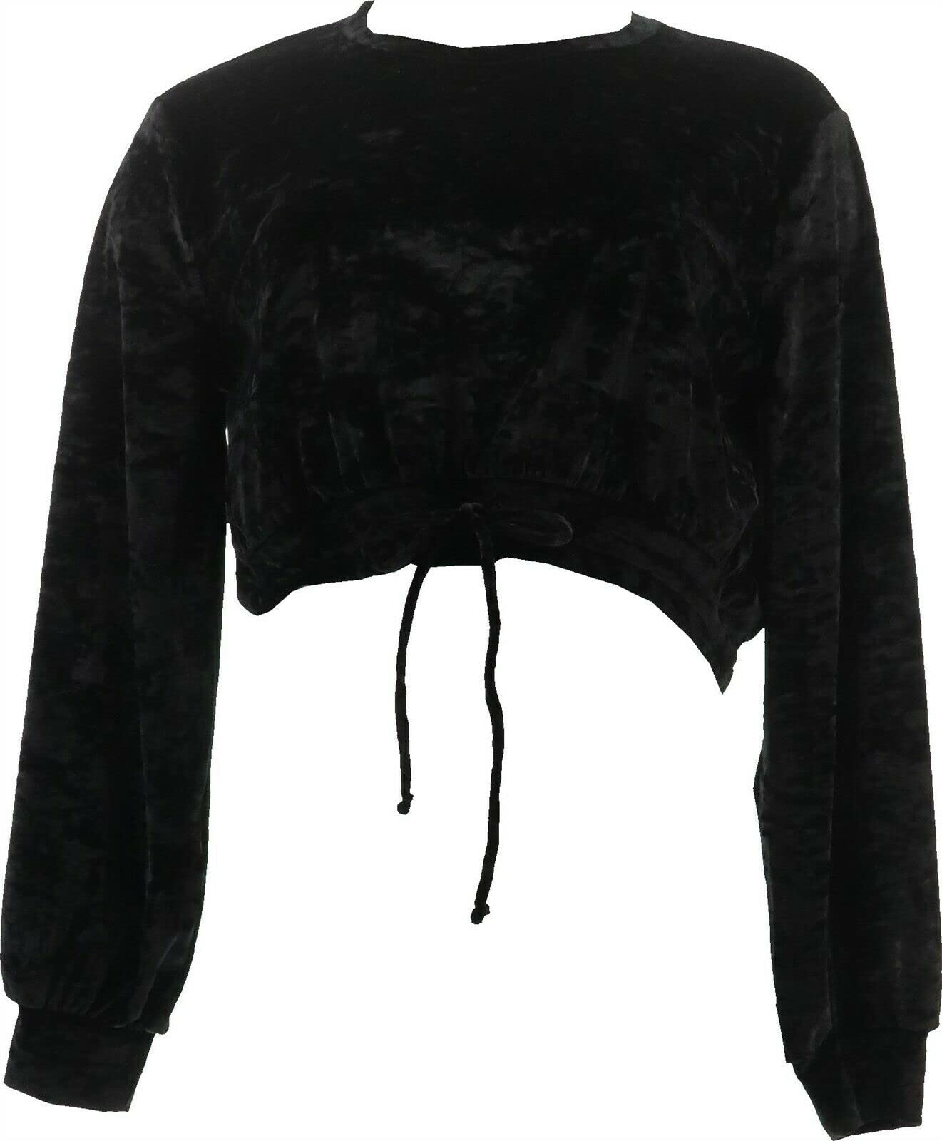 WVVY Velour Bubble-Sleeve Crop Top with Tie - Stylish Women's Fashion Top for Casual Wear, Parties & Night Out
