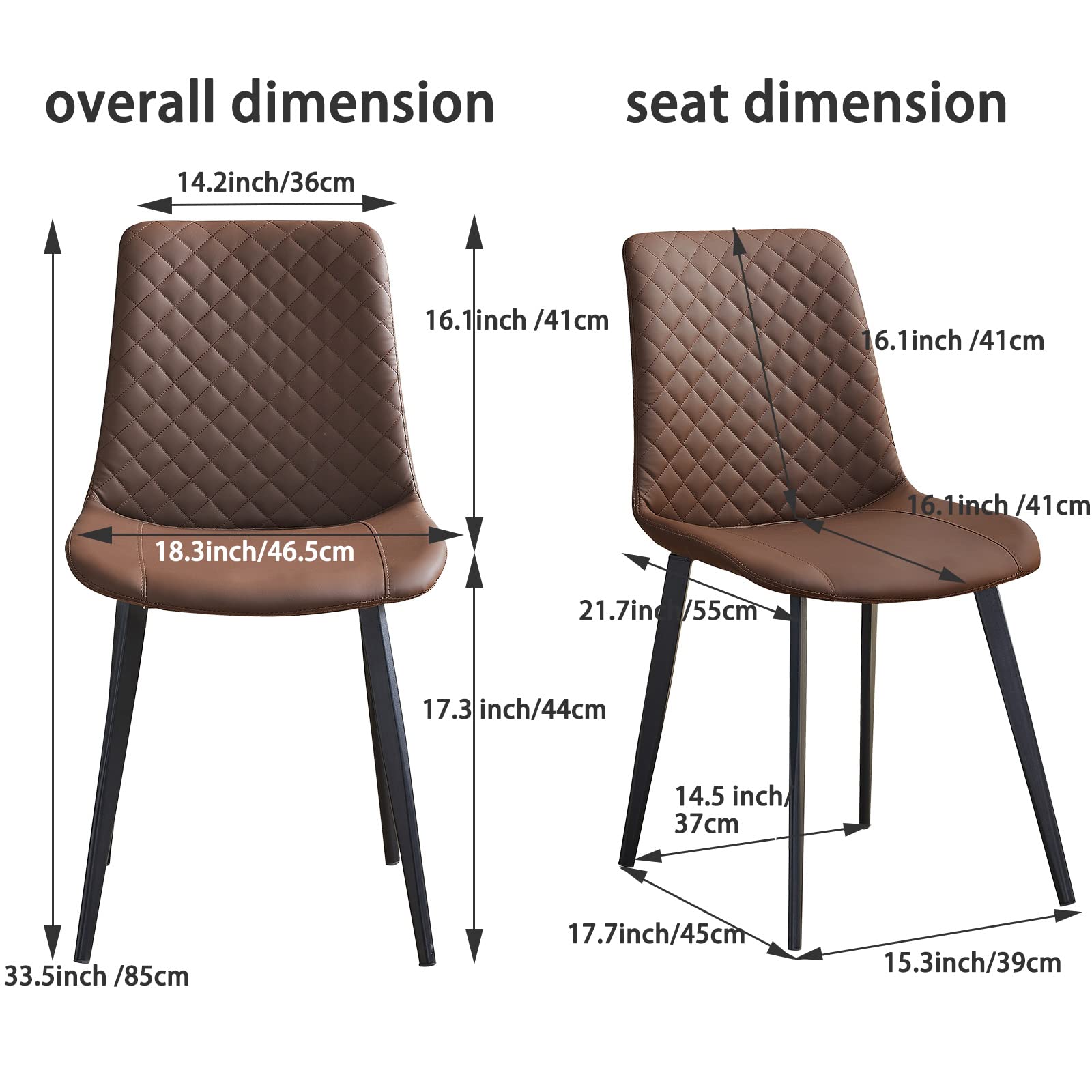 Seonyou Mid Century Modern Dining Chairs Set of 4 - Faux Leather Brown Kitchen Chairs for Dining Room - Perfect for Home, Restaurant & Office Use