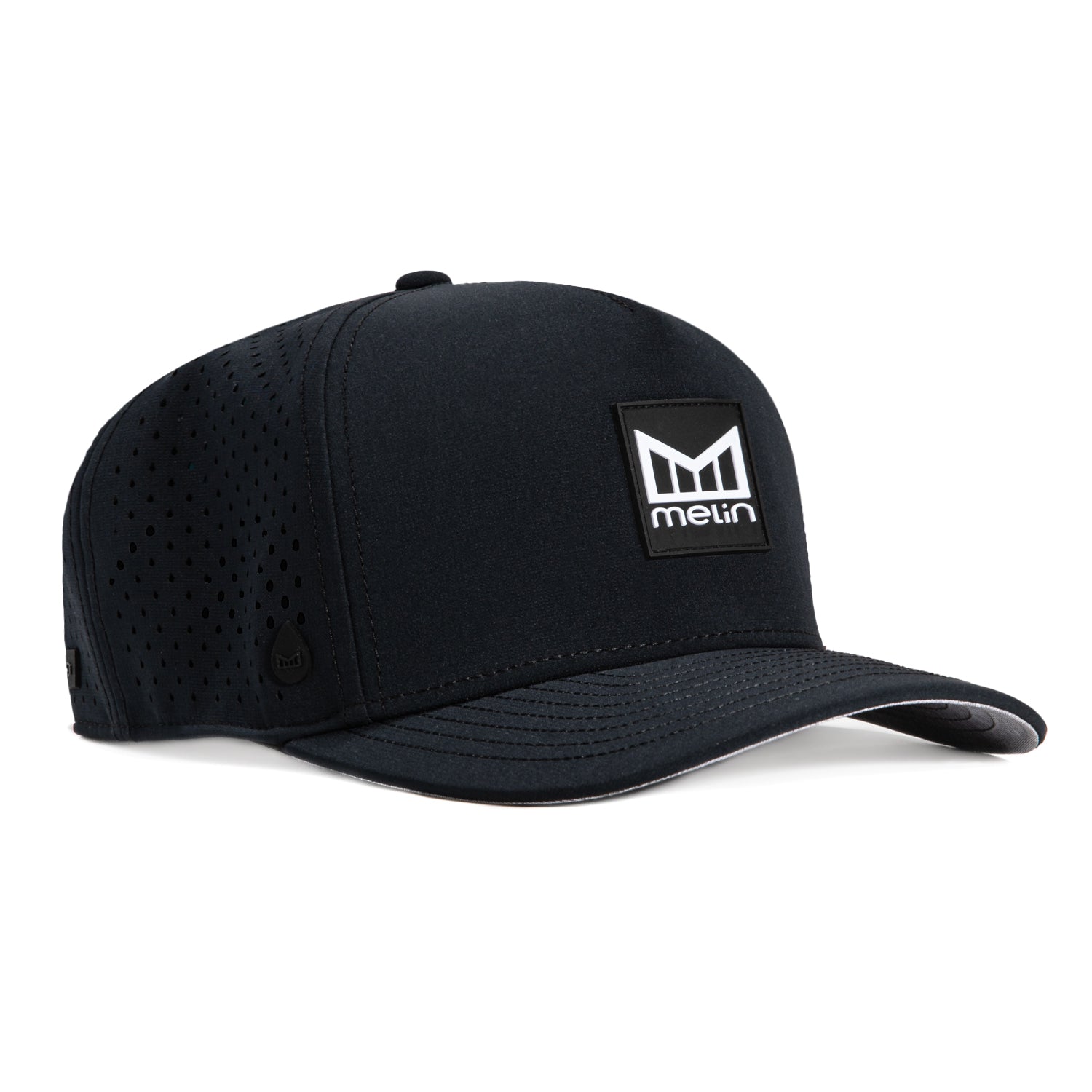 Melin Odyssey Stacked Hydro Snapback Hat - Black | Adjustable Baseball Cap for Men & Women | Perfect for Outdoor Sports, Hiking & Streetwear Fashion