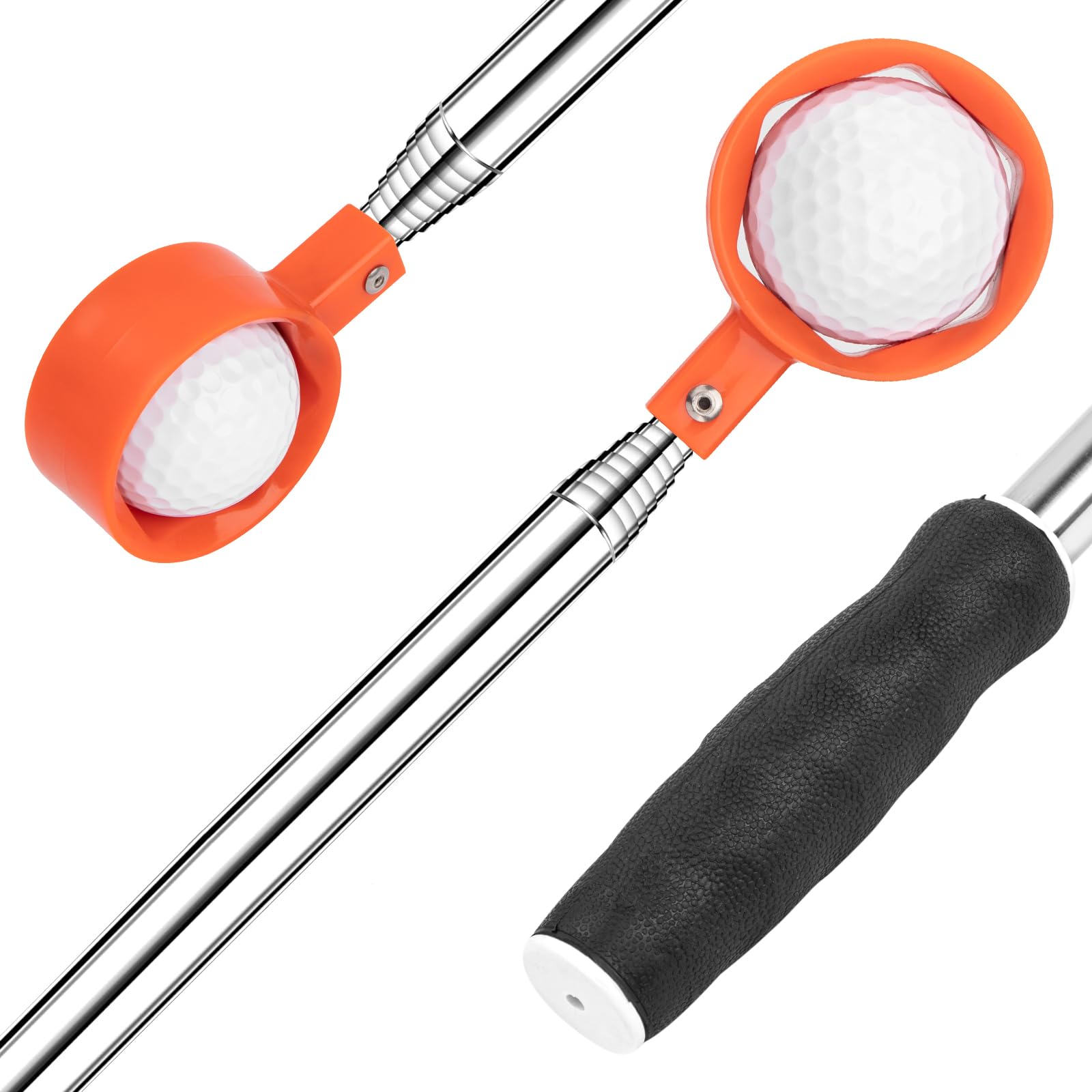Montela Telescopic Golf Ball Retriever 9-12FT - Lightweight Aluminum Alloy Golf Ball Grabber for Water Hazards - Extendable Golf Accessory for Men - Perfect for Pond, Lake & Course Retrieval