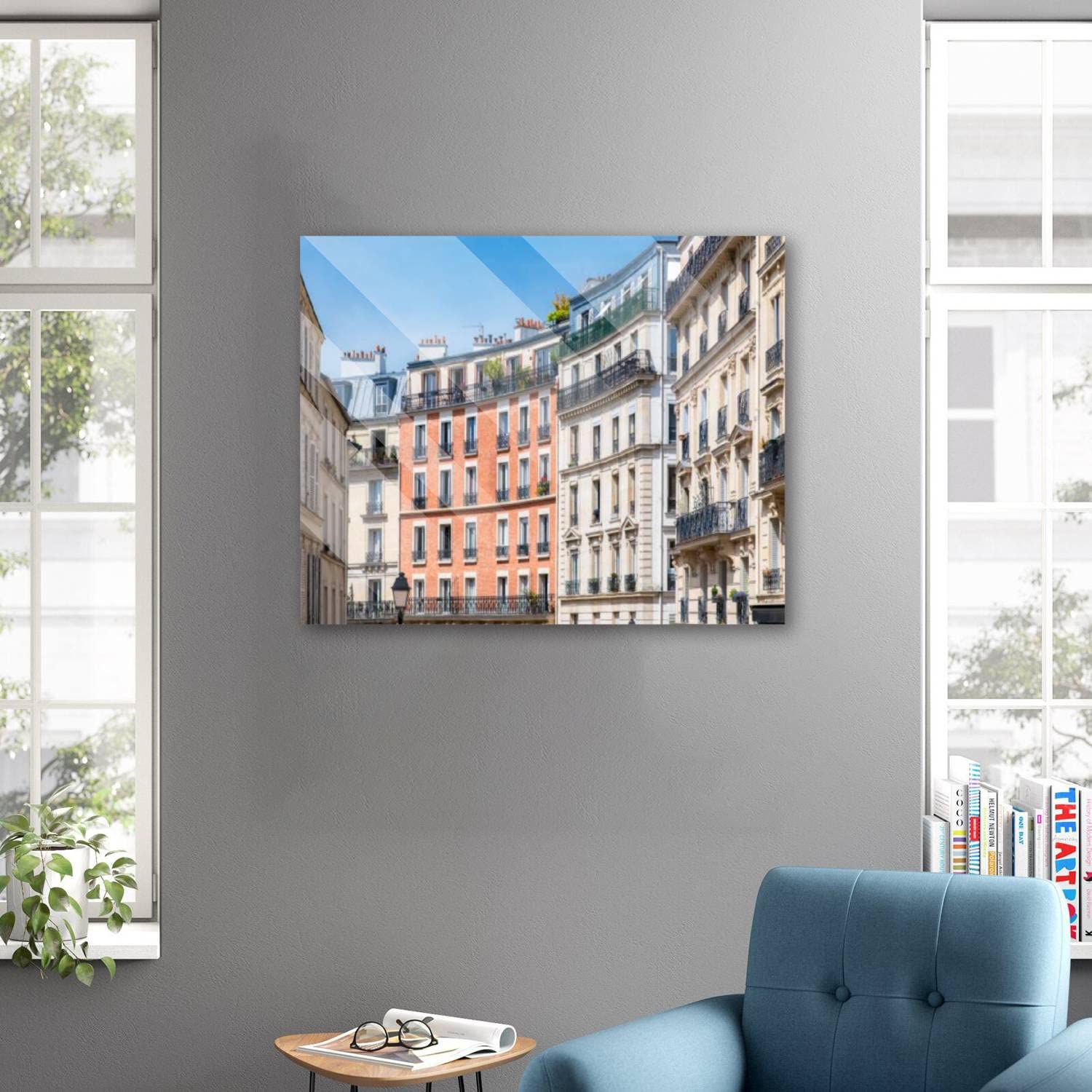 Modern Parisian Street Art Print - Tempered Acrylic Glass Wall Decor of Montmartre Paris | Floating Picture for Living Room, Bedroom & Office | Elegant Home Accent for Urban Style Interiors
