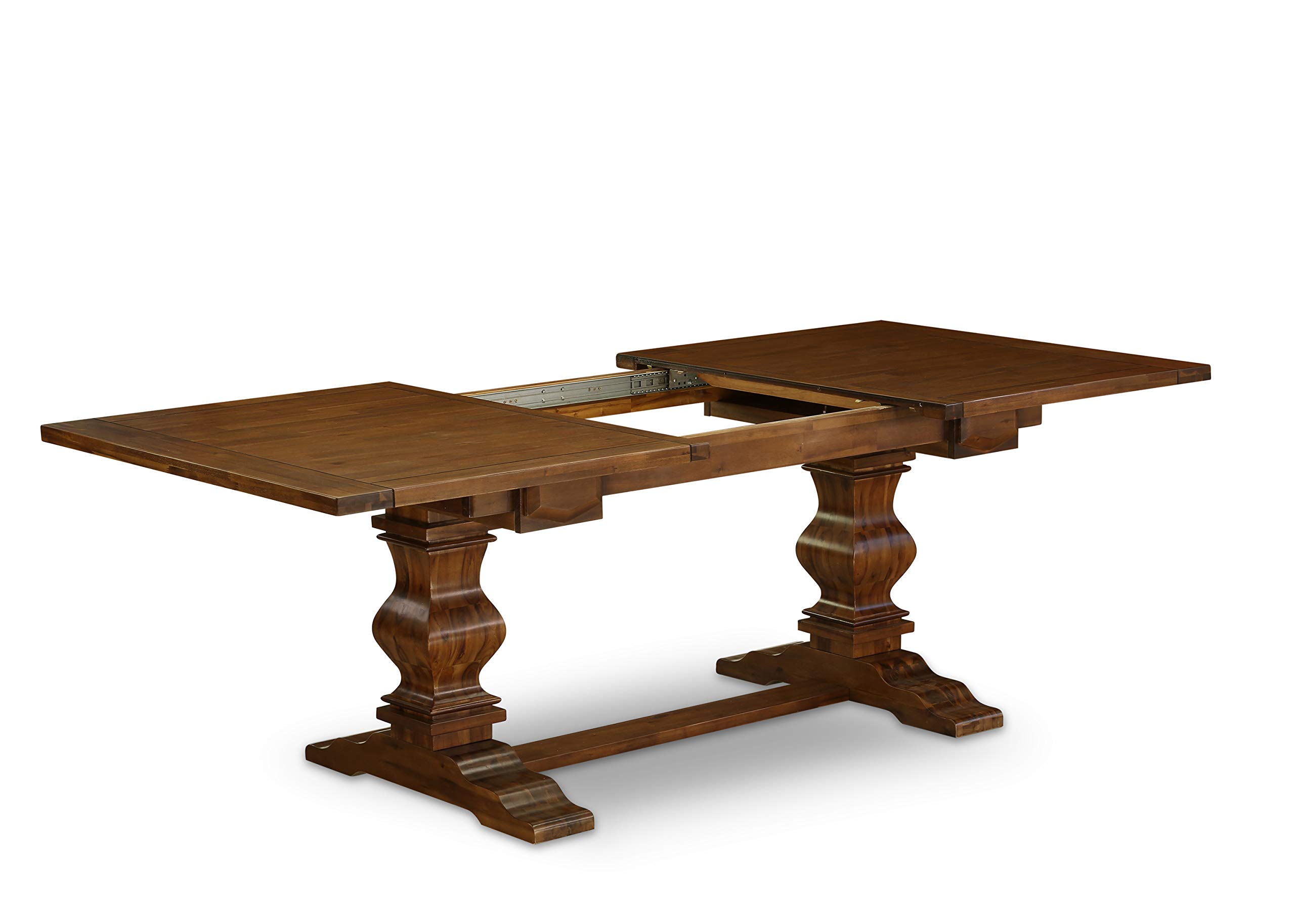 East West Furniture 5-Piece Dining Room Set with Rectangle Table & 4 Fabric Chairs - 42x92 Inch Walnut Kitchen Table Set with Extendable Leaf - Perfect for Family Meals, Dinner Parties & Small Space Dining