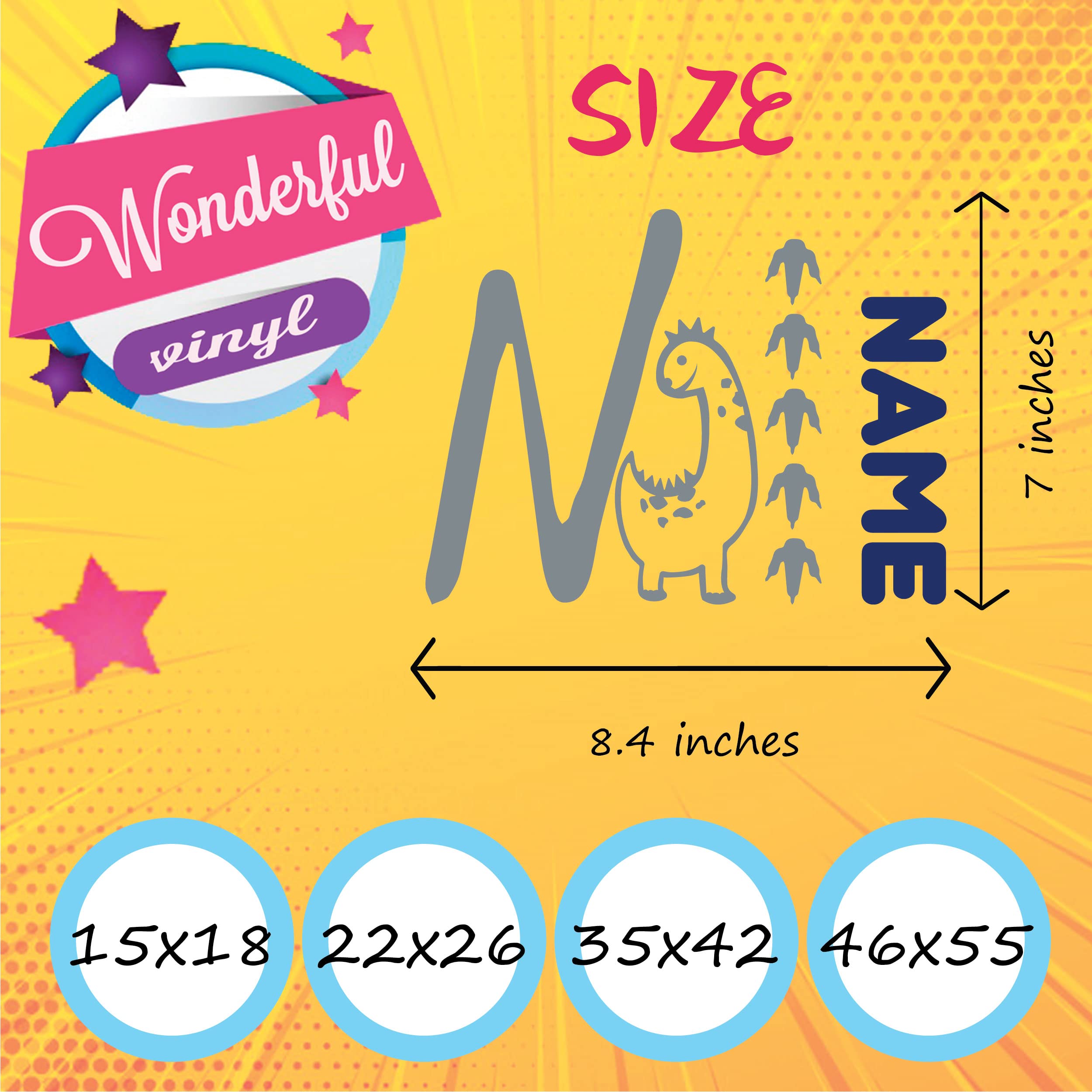 Dinosaur Personalized Baby Name Wall Decal - Custom Nursery Wall Lettering for Boys Room Decor - Perfect for Kids Bedroom, Playroom & Nursery Decorations