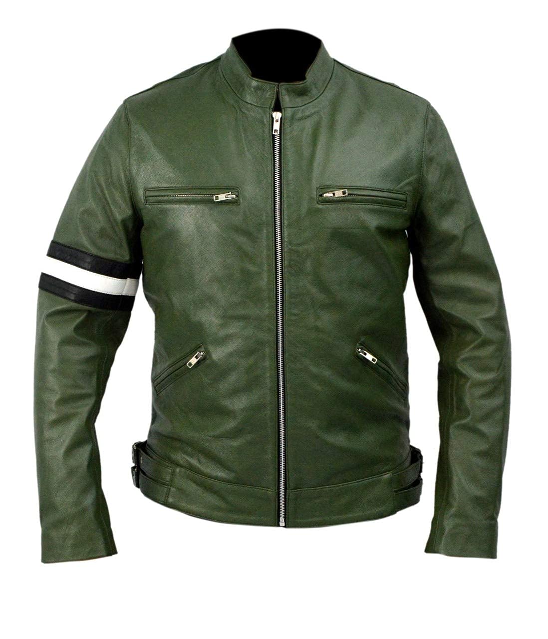 UGFashions Men's Detective Dirk Motorcycle Green Biker Faux Leather Jacket - Stylish & Comfortable for Riding, Casual Wear & Outdoor Adventures