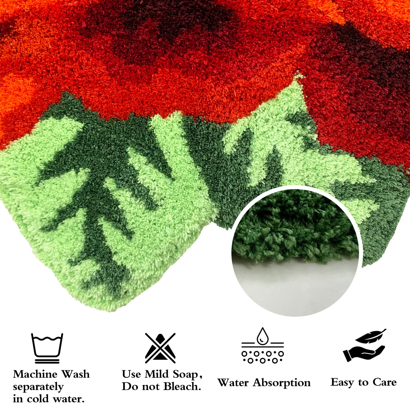 USTIDE Shaggy Bathroom Rug - Ultra Soft Plush U-Shaped Toilet Rug, Red Rose Water Absorbent Non-Slip Bath Mat for Vanity & Shower - Machine Washable 31x24 Inches - Perfect for Christmas Decor & Cozy Bathroom Accent