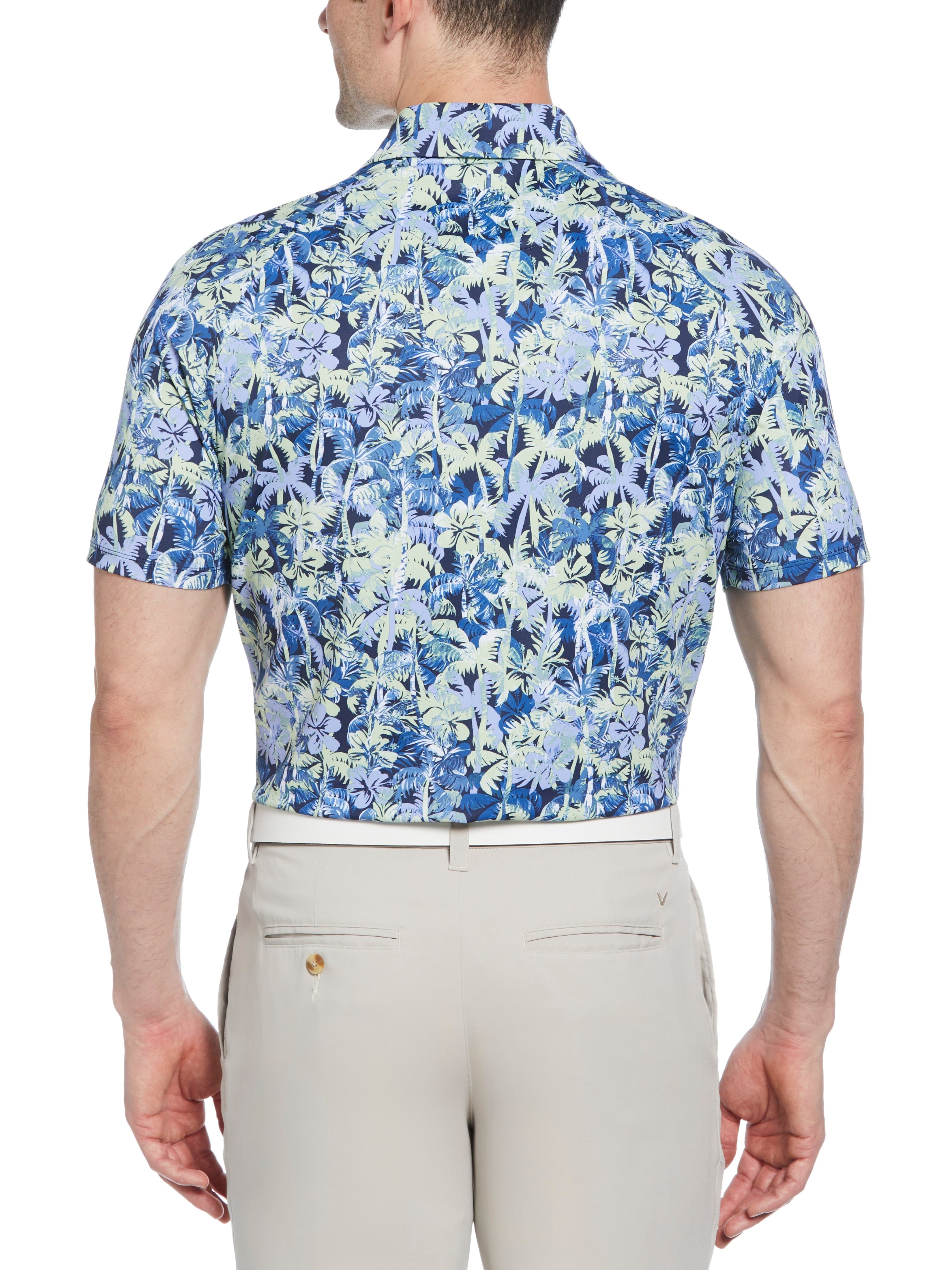 Men's Sunrise Confetti Print Polo Shirt - Breathable Casual Short Sleeve Button Down Shirt for Summer Outdoor Activities, Golf, Beach & Weekend Wear