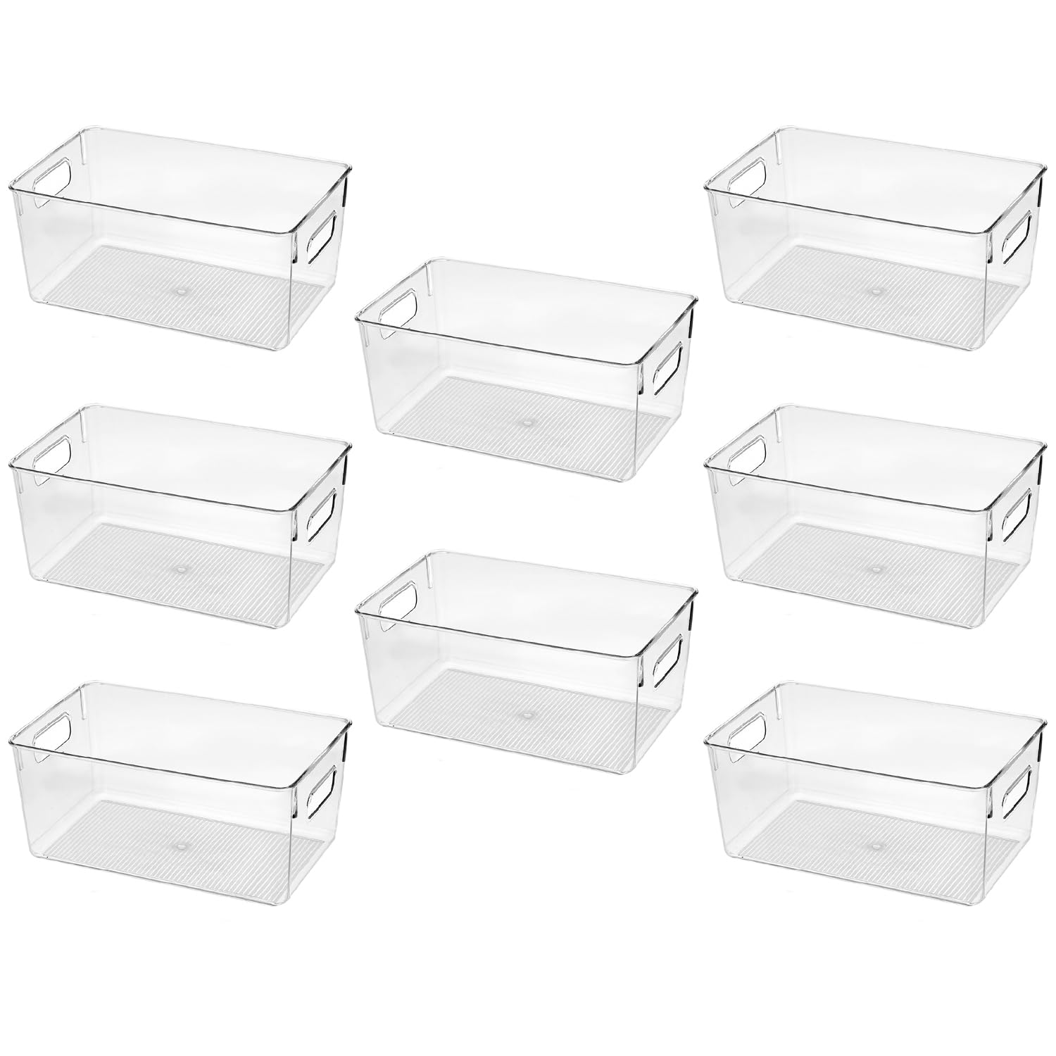 Clear Plastic Storage Bins for Kitchen, Pantry & Fridge Organization - Cabinet Organizers & Storage Solutions for Home, Office, and Garage