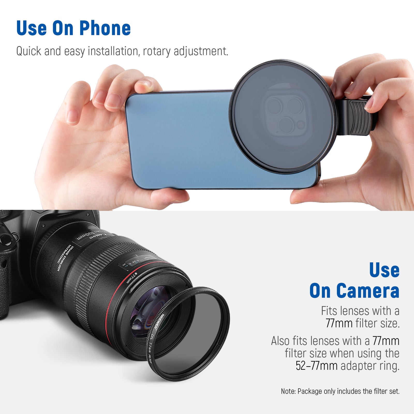 NEEWER Clip-On Camera Lens Filters Kit for iPhone, Android Smartphones & DSLR Cameras - Enhance Photos & Videos for Social Media, Vlogging, and Professional Photography