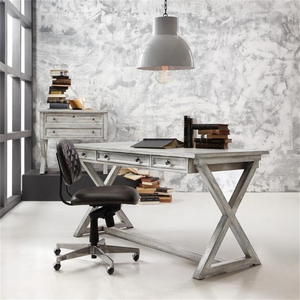 Hooker Furniture Melange Dixon Computer Desk in Distressed Light Gray - Modern Home Office Desk for Work & Study - Perfect for Remote Work, Gaming & Small Spaces