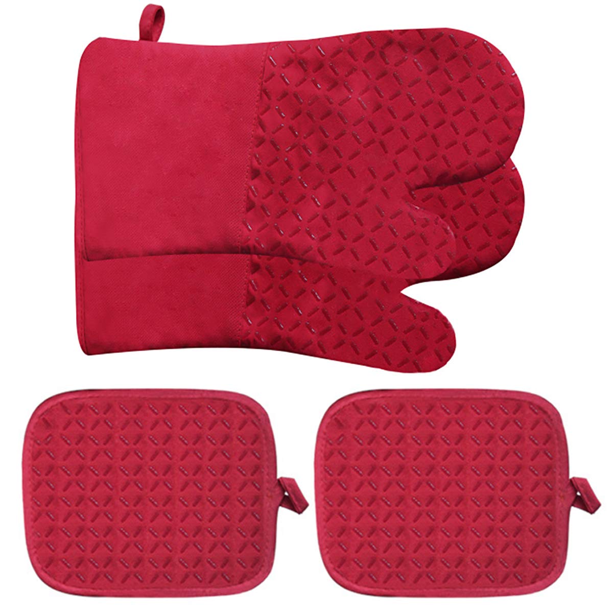 Ruiqas 4-Piece Extra Thick Heat Resistant Silicone Pot Holder Set - Non-Slip Oven Mitts for Cooking, Baking & Grilling - Perfect for Kitchen, BBQ & Camping Use