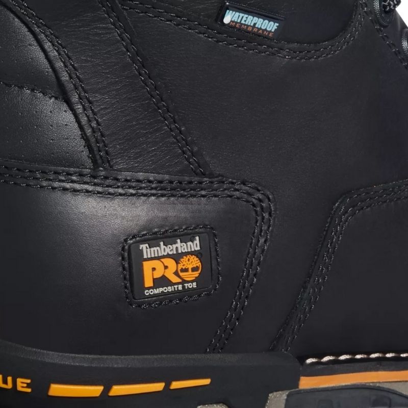 Timberland PRO Boondock Men's 8 Inch Waterproof Work Boots with Composite Safety Toe - Black 89645 | Durable Construction for Outdoor Jobs, Construction Sites & Heavy Duty Work
